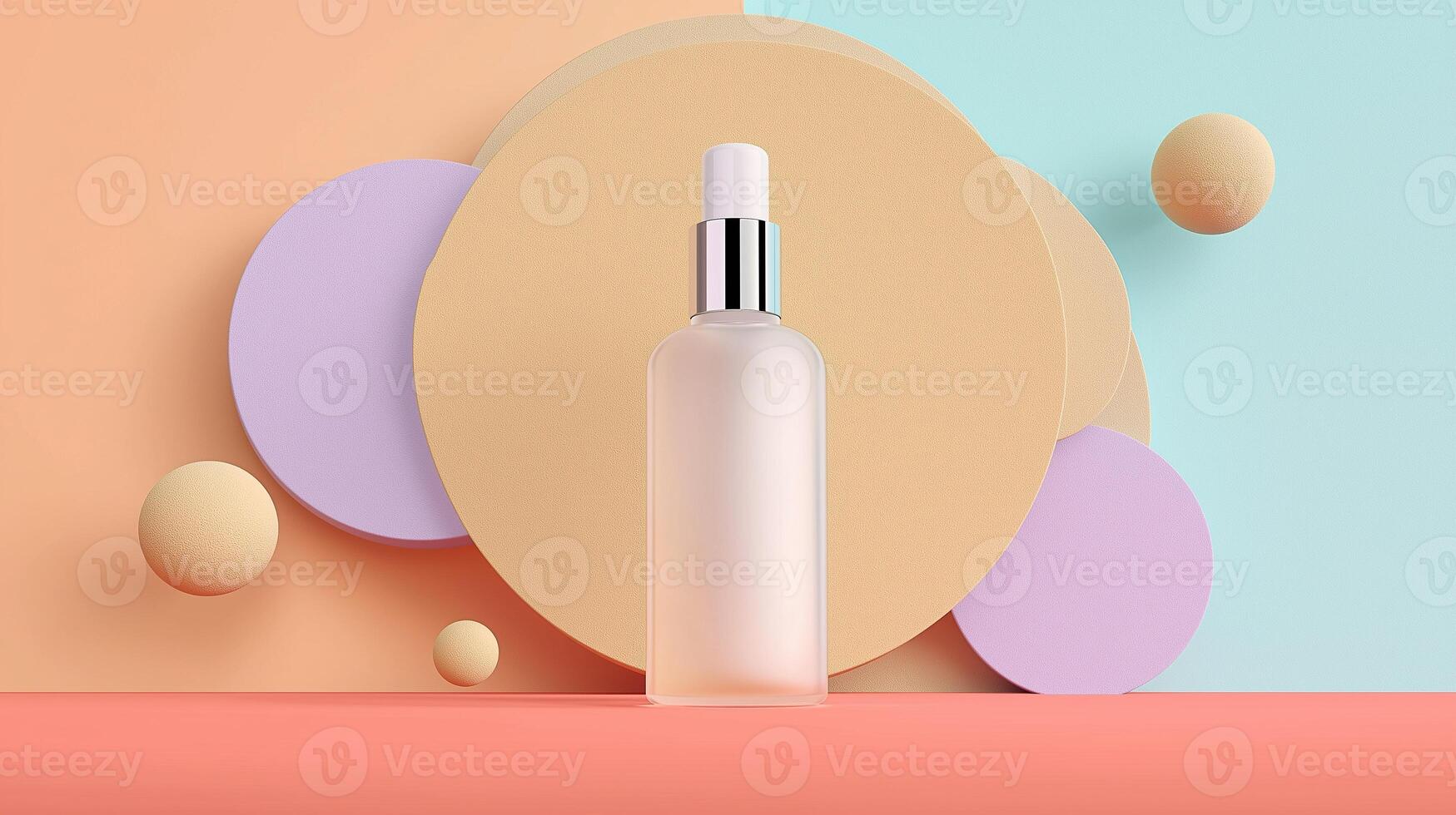 minimalist skincare bottle on pastel background photo