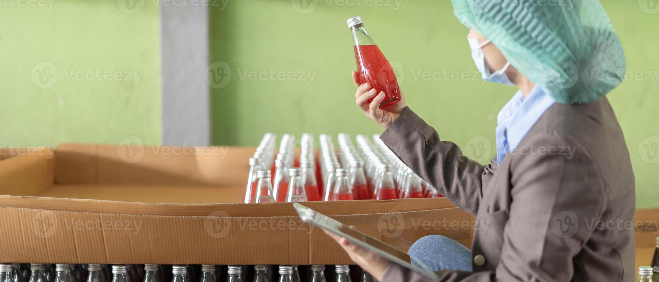 Business owner of food and quality team inspection about quality control food or beverages before send product to the customer. Quality control or assurance, Good standard photo