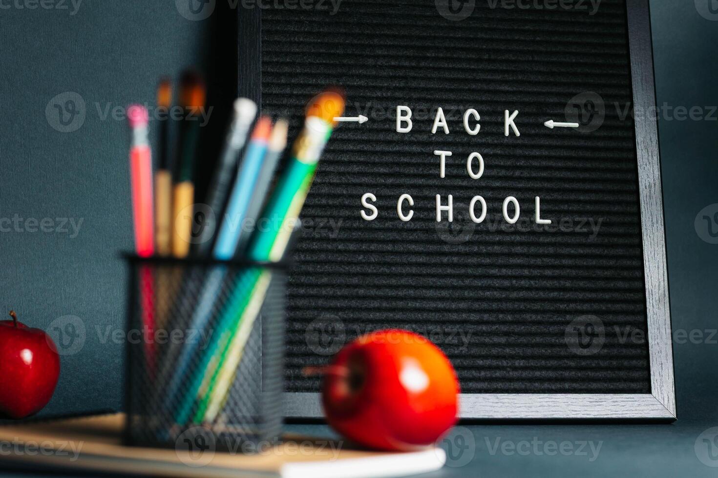 Welcome Back to School Blackboard with Classroom Essentials photo