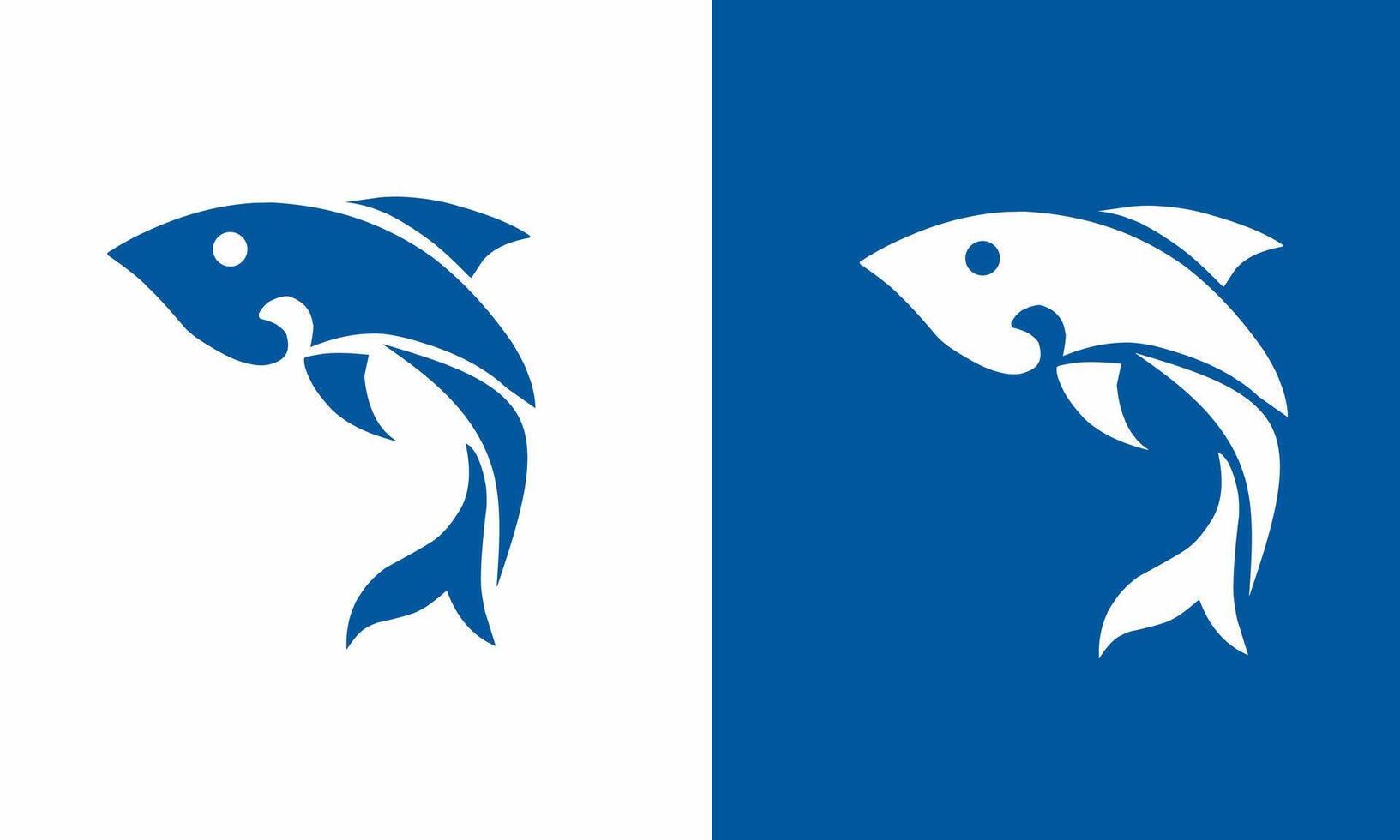 Abstract Fish Silhouette Logo Modern Symbolic Design in Blue and White vector