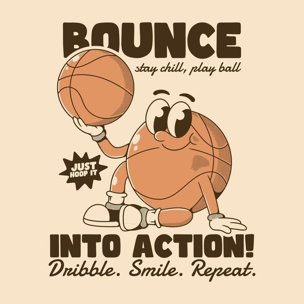 Cartoon Basketball Character Encouraging Action vector