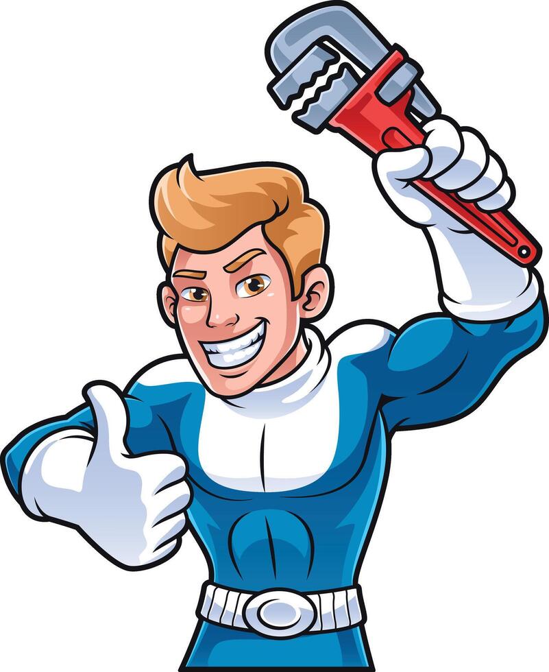 cartoon character plumber who looks like a super hero vector