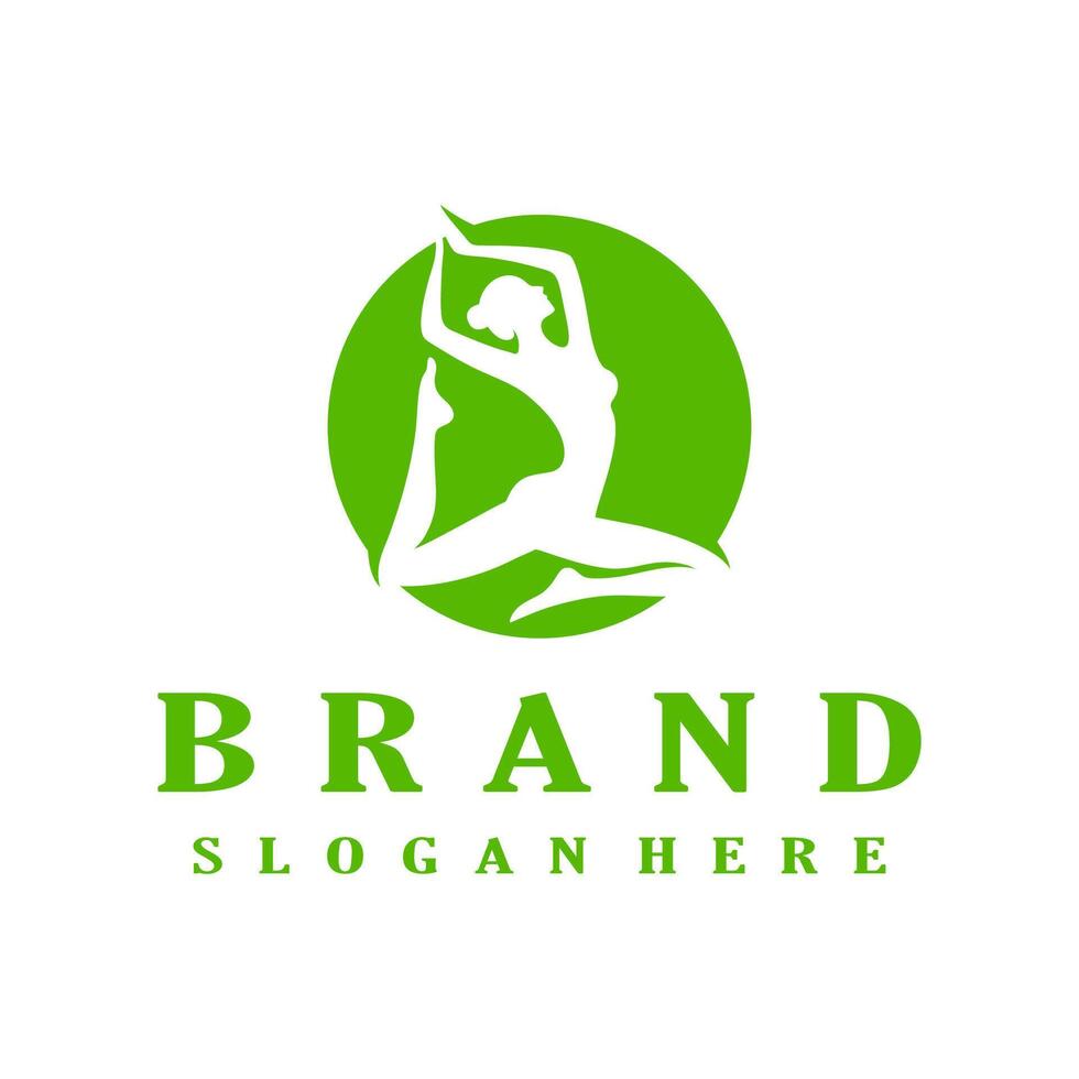 yoga pose logo design stock template illustration vector
