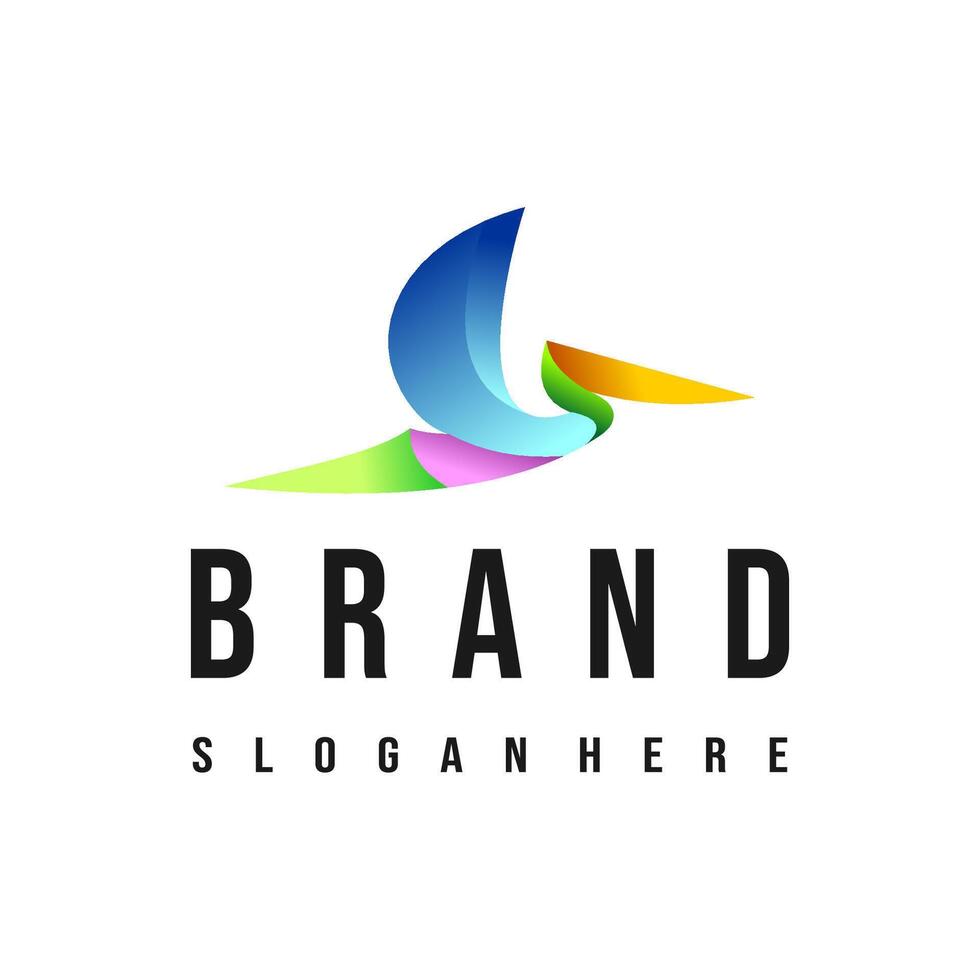 pelican bird simple logo design full color template illustration vector