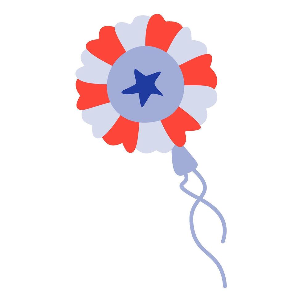 Patriotic rosette with a blue star and red and light blue petals vector