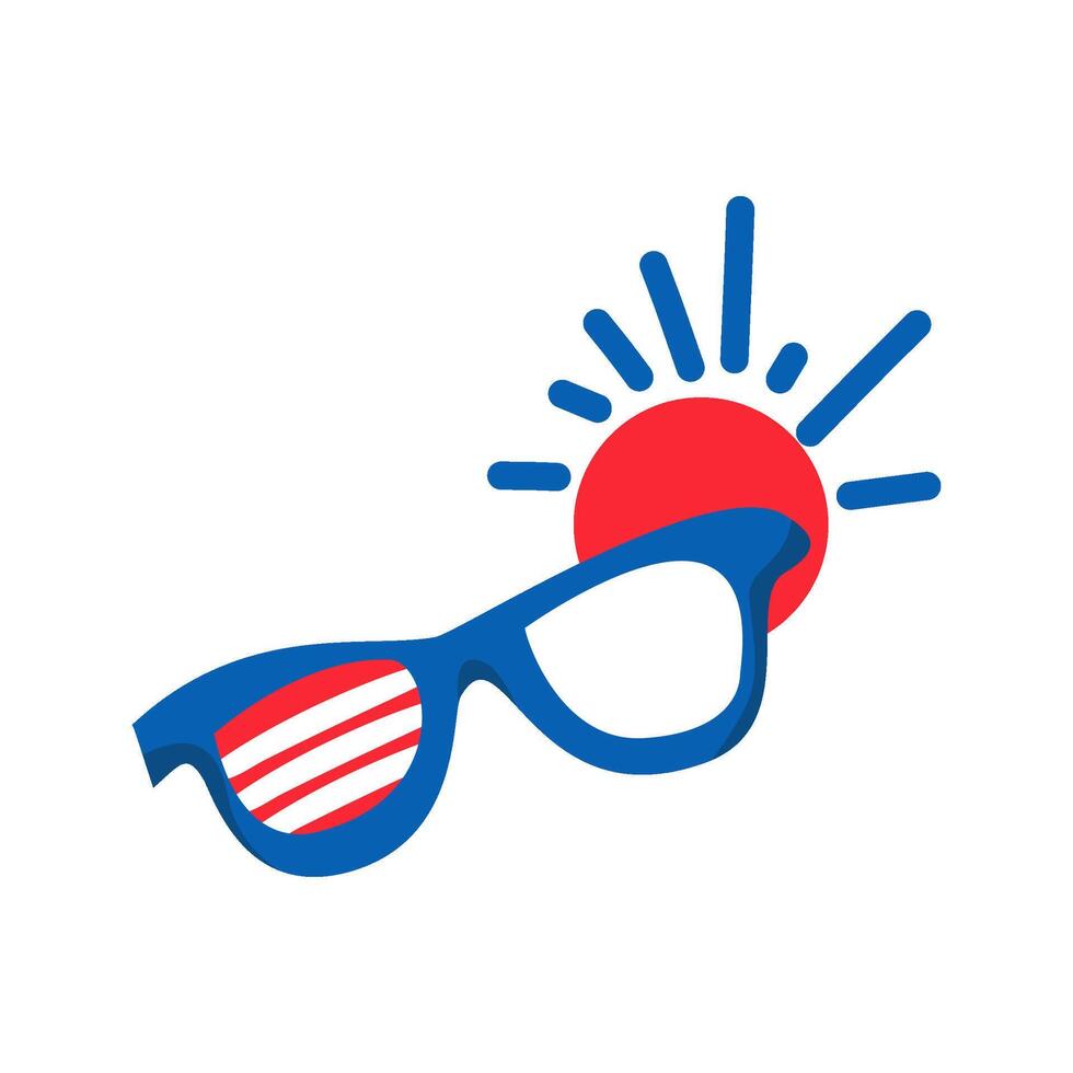 Patriotic Sunglasses with a Radiant Sunburst Design vector