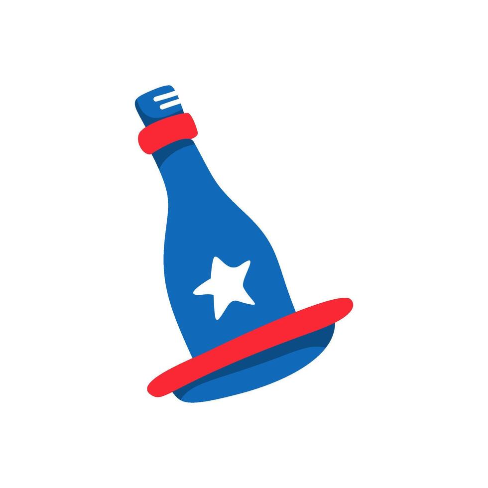 Patriotic Bottle with Star and Red Band, Celebrating Independence Day. vector