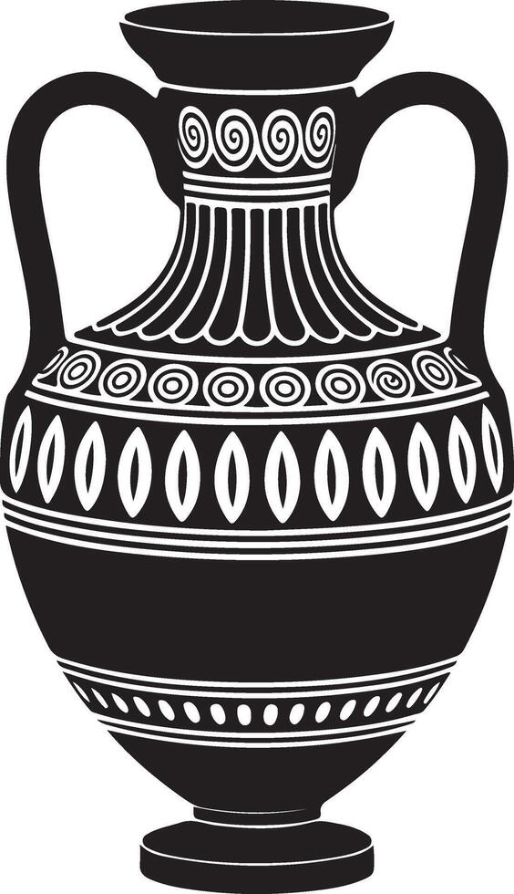 Elegant Black and White Amphoras A Classic Greek Pottery Design in Silhouette, Evoking Ancient History and Timeless Beauty vector