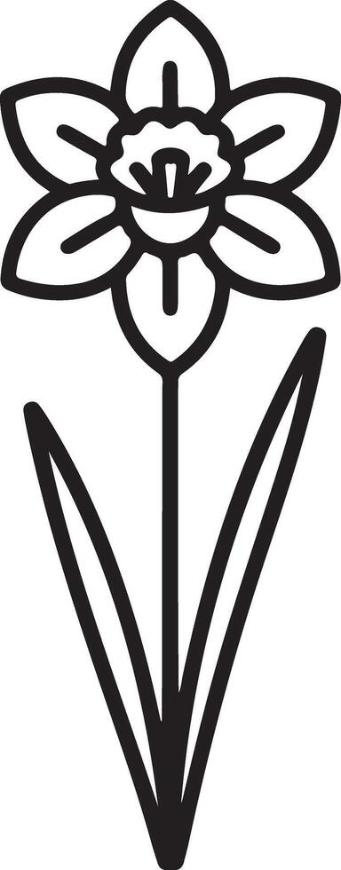 Elegant Line Art Drawing of a Single Daffodil Blooming in Spring, Representing Hope and Renewal vector