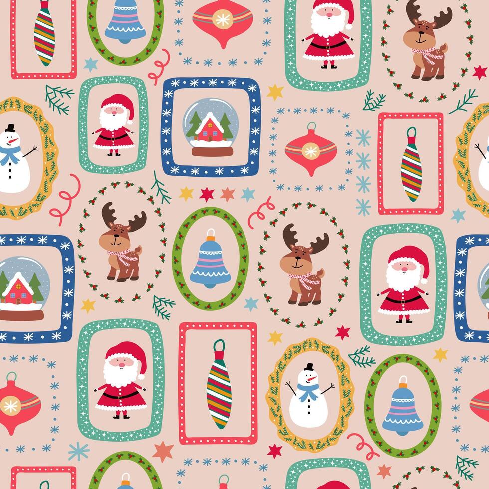 Christmas pattern with Santa and reindeer vector