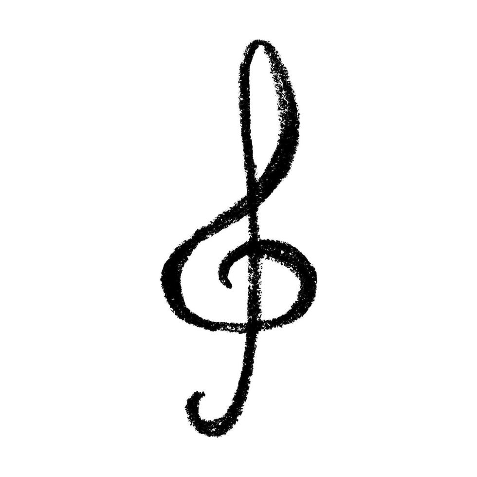 Treble clef doodle. Hand drawn musical symbol. Black Single element for web, design, decor, logo vector