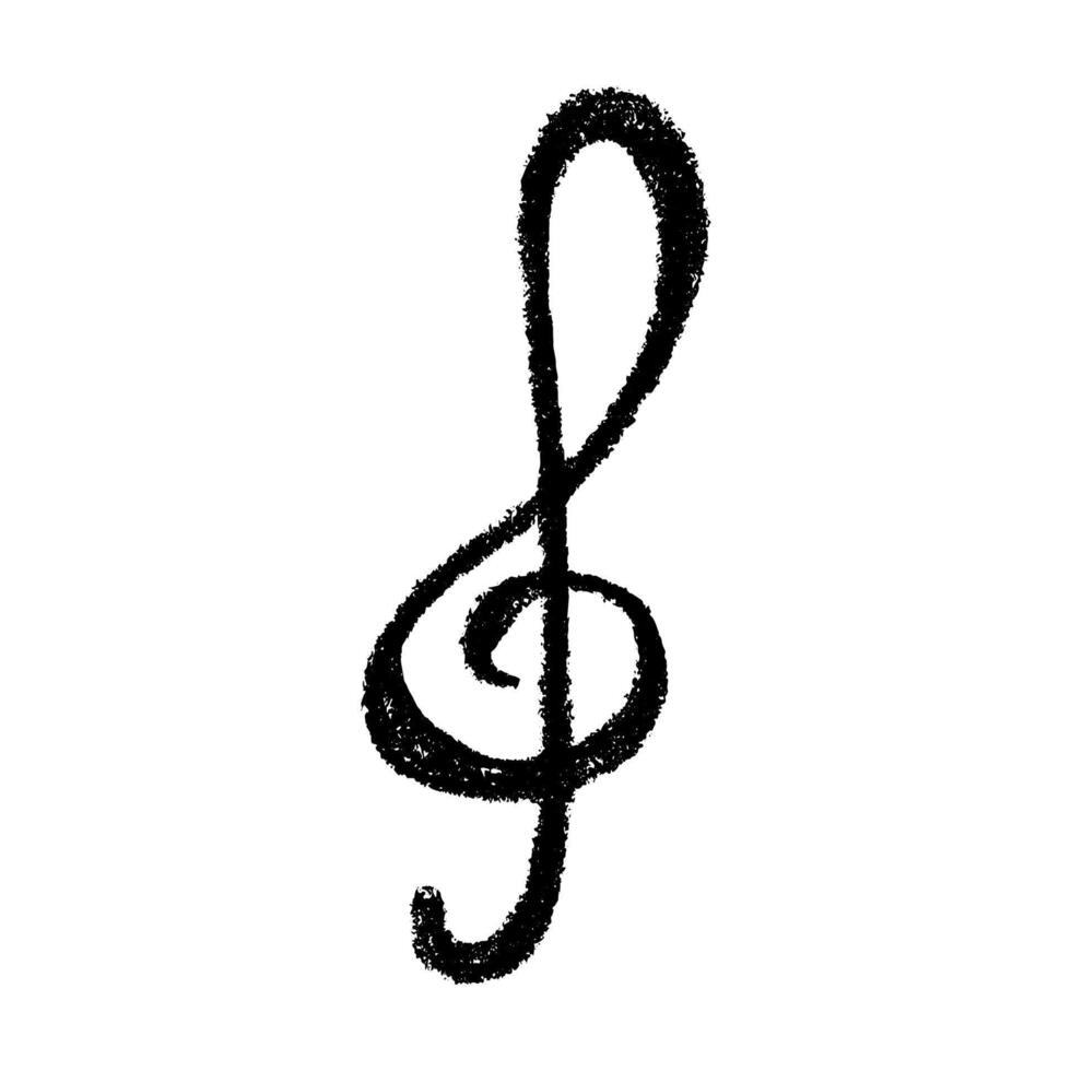 Treble clef doodle. Black Hand drawn musical symbol. Single element for print, design, decor, logo vector