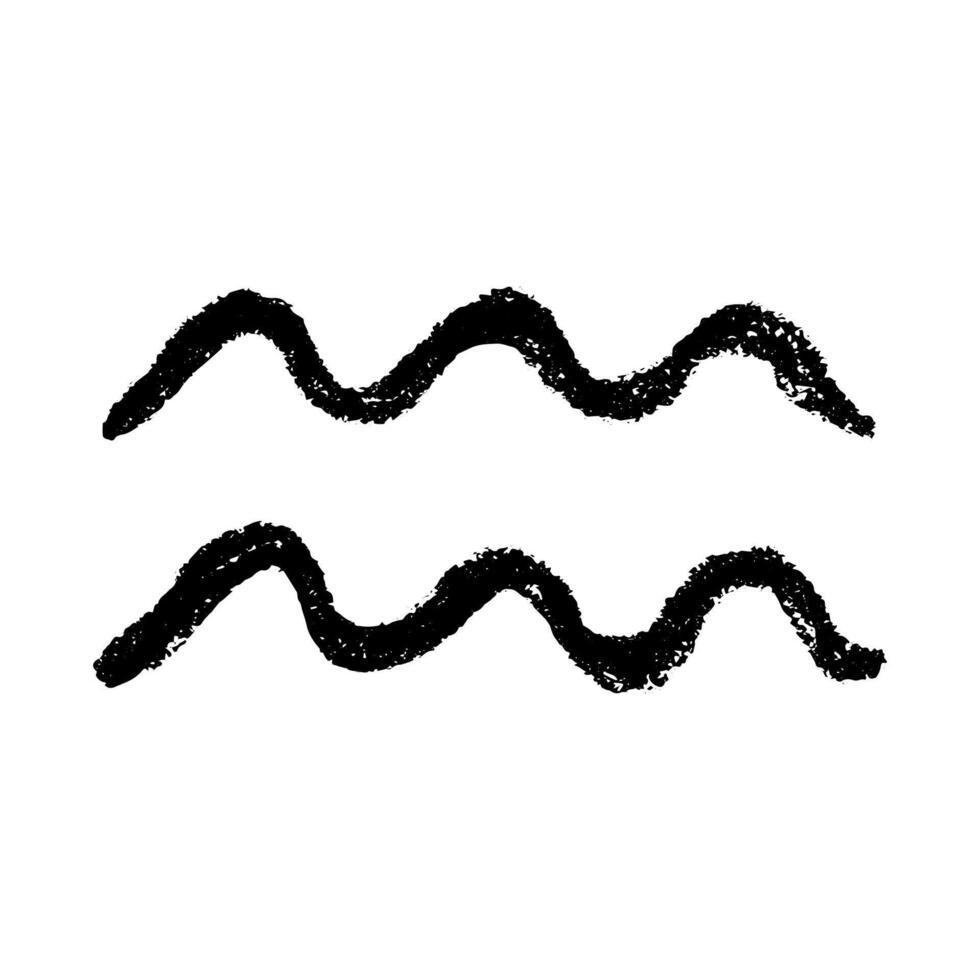 Hand drawn aquarius zodiac sign Esoteric symbol doodle Astrology clipart Element for design Black vector