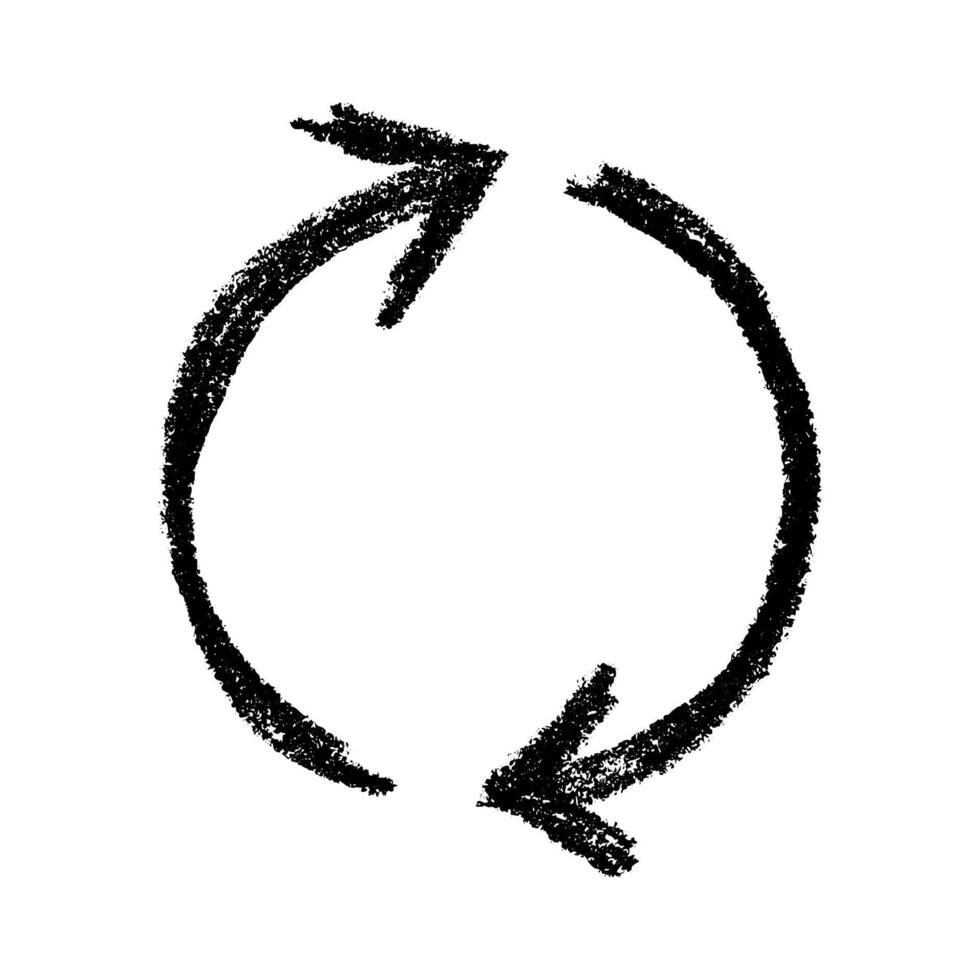 Pencil Ink Hand drawn recycle arrow icon Recycling resources symbol Reuse of materials, zero waste, green environment, saving the planet vector