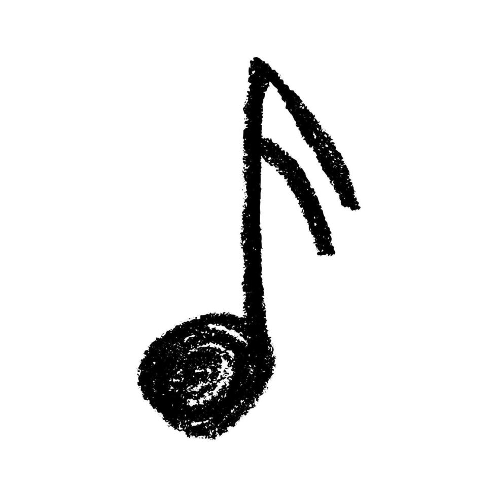 Musical note doodle. Black Hand drawn musical symbol. Single element for print, design vector