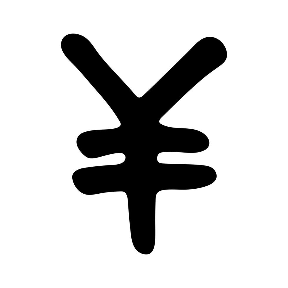 Hand drawn yen currency symbol. money Brush stroke doodle. Single element for design vector