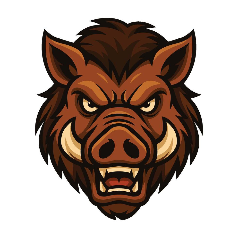 Fierce Wild Boar Mascot Logo illustration vector