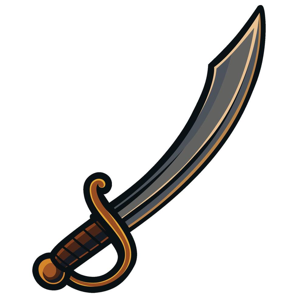 Curved Scimitar Sword Illustration vector