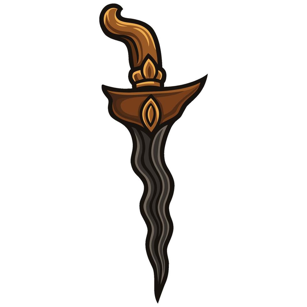 Wavy Dagger Keris Icon Illustration vector