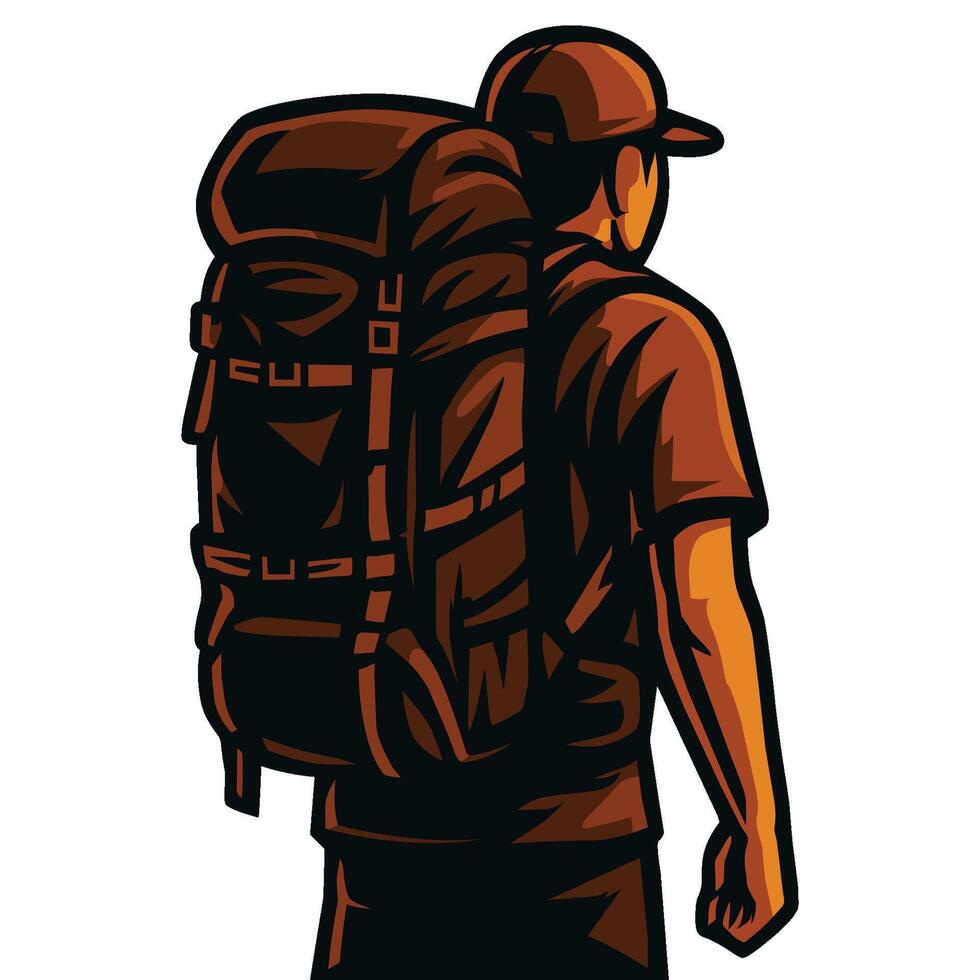 Backpacker Explorer Cartoon Illustration vector