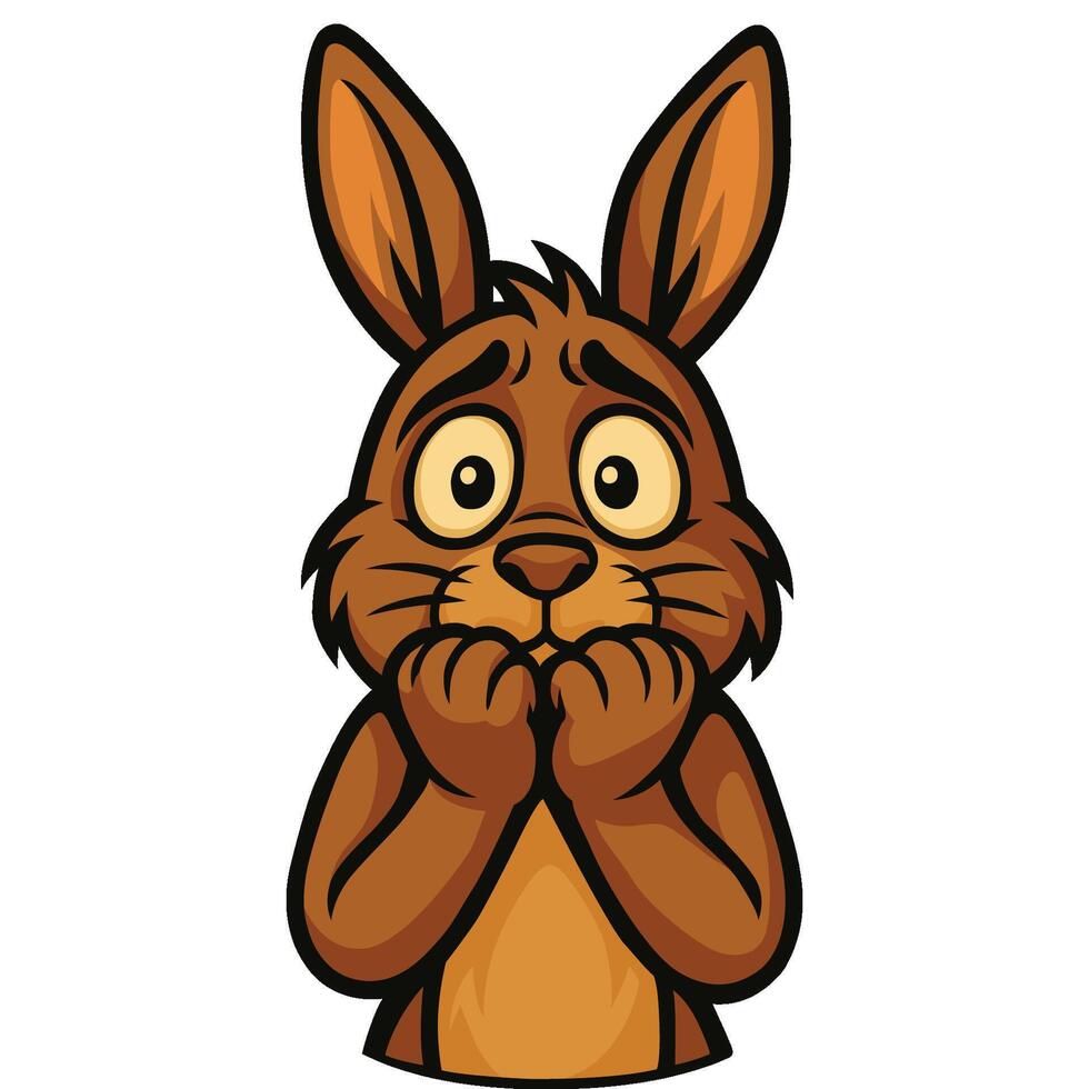 Nervous Cartoon Bunny with Worried Expression illustration vector