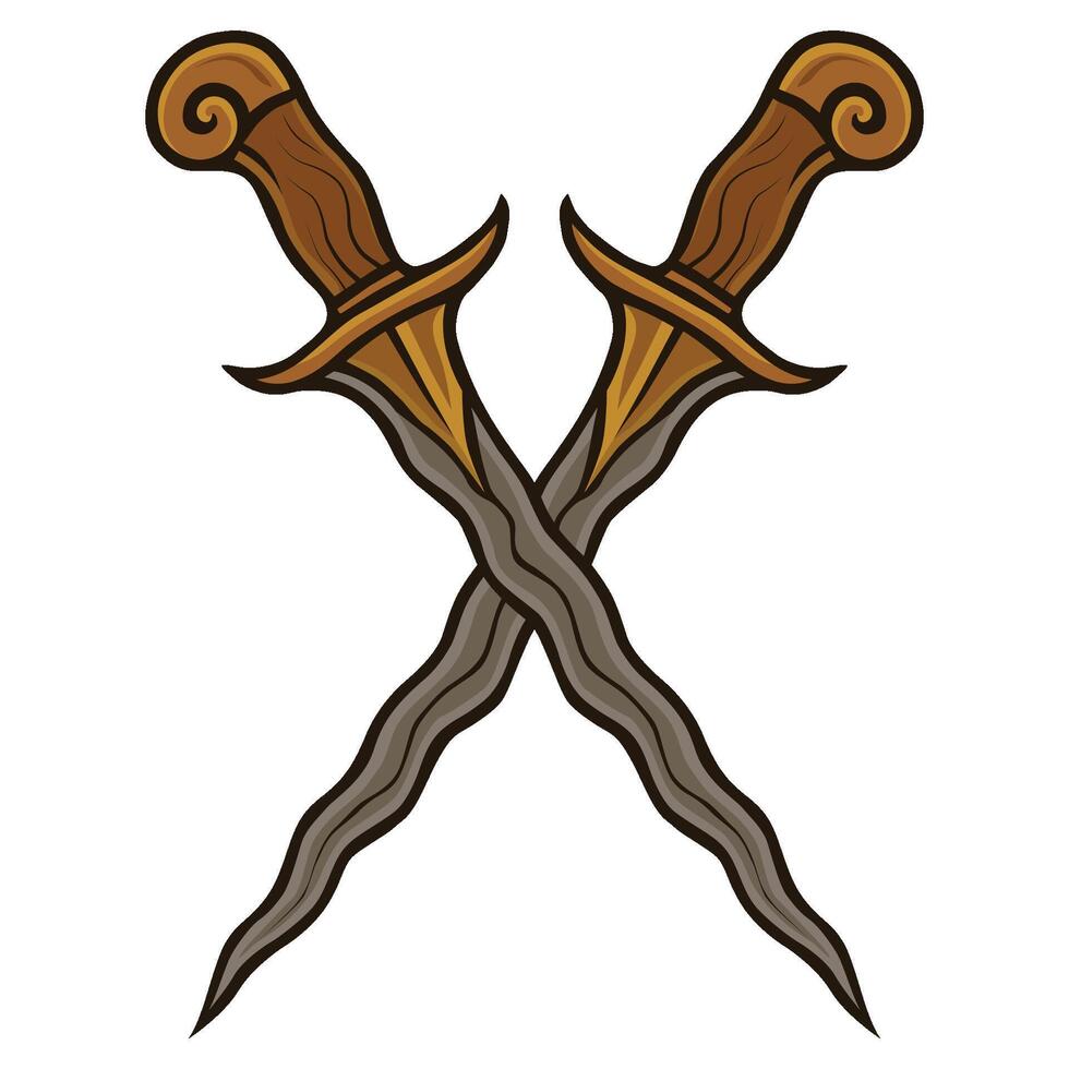 Crossed Keris Daggers Icon Illustration vector