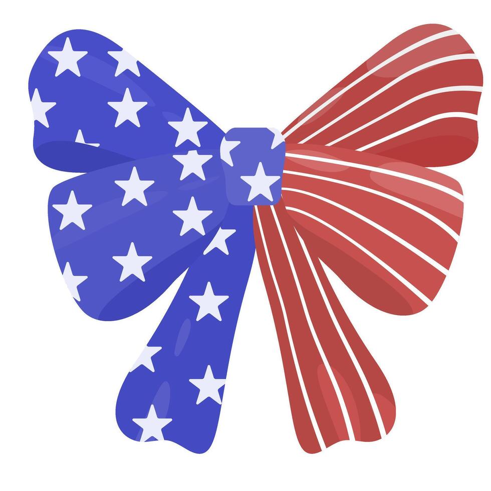 Patriotic Bow Ribbon with Stars and Stripes vector