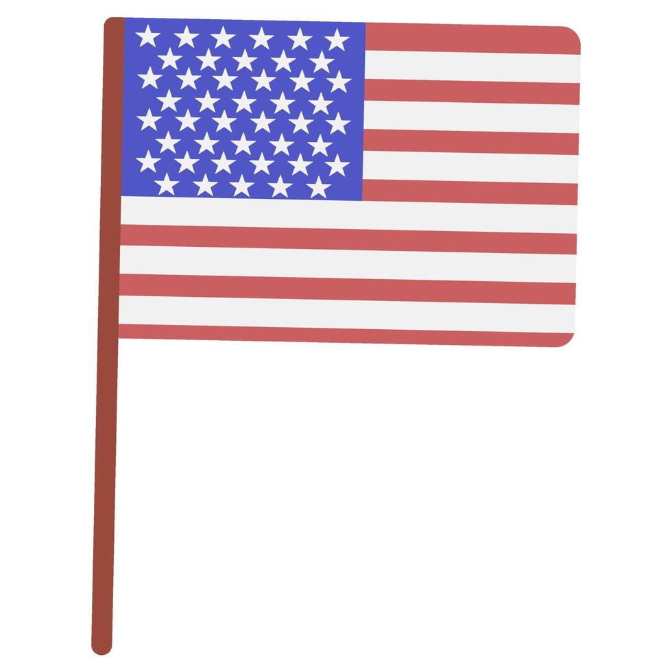 American Flag on Pole Illustration vector