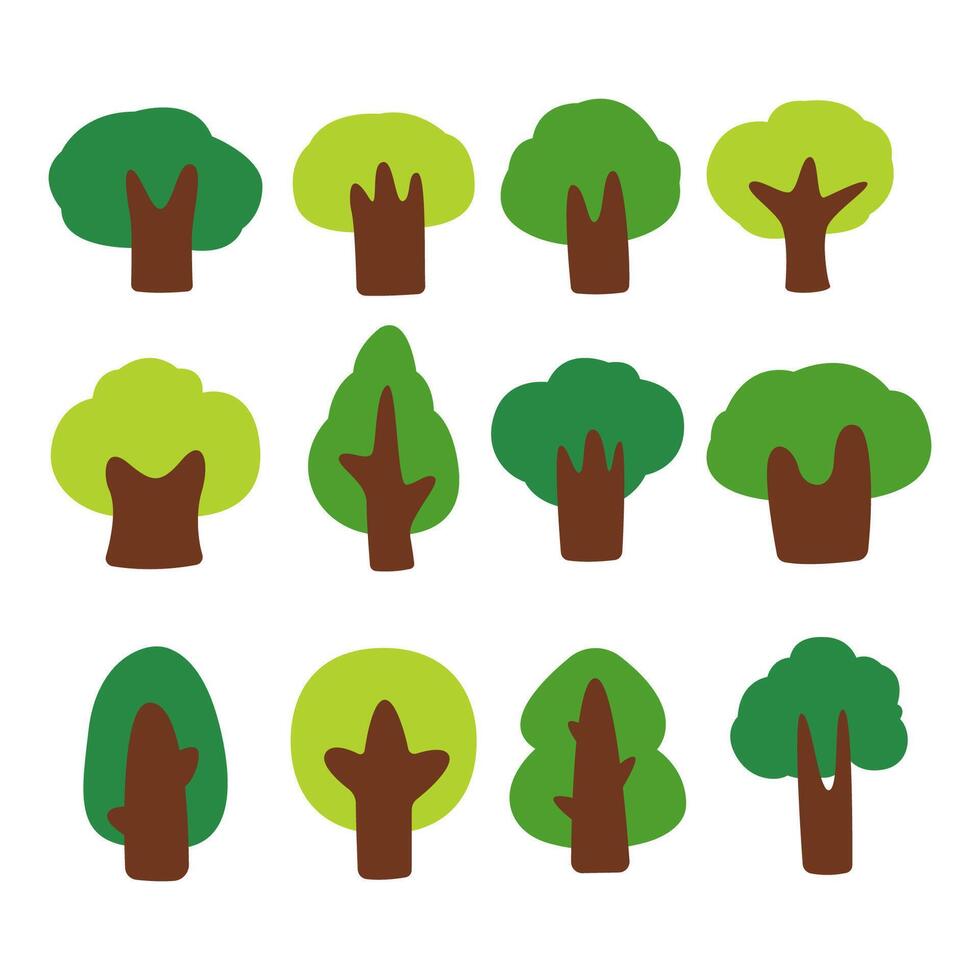 Collection of trees. tree set isolate on white background vector