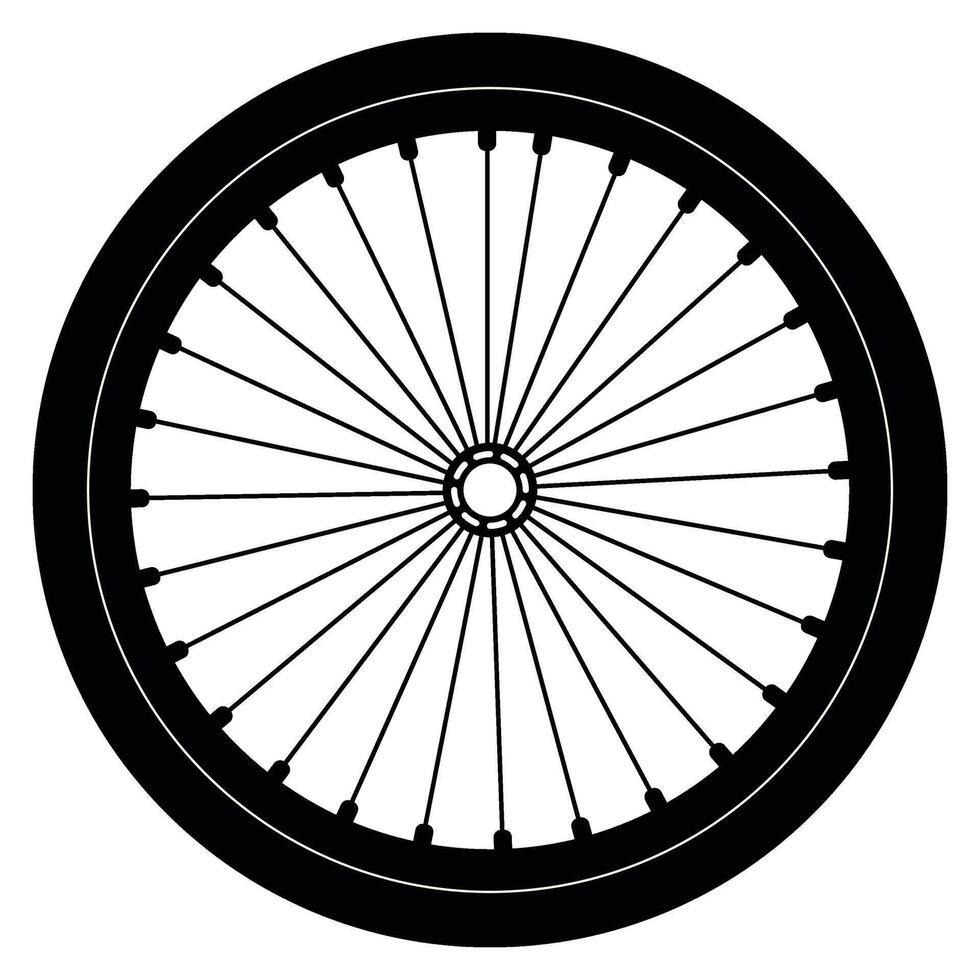 Bicycle wheel simple silhouette vector