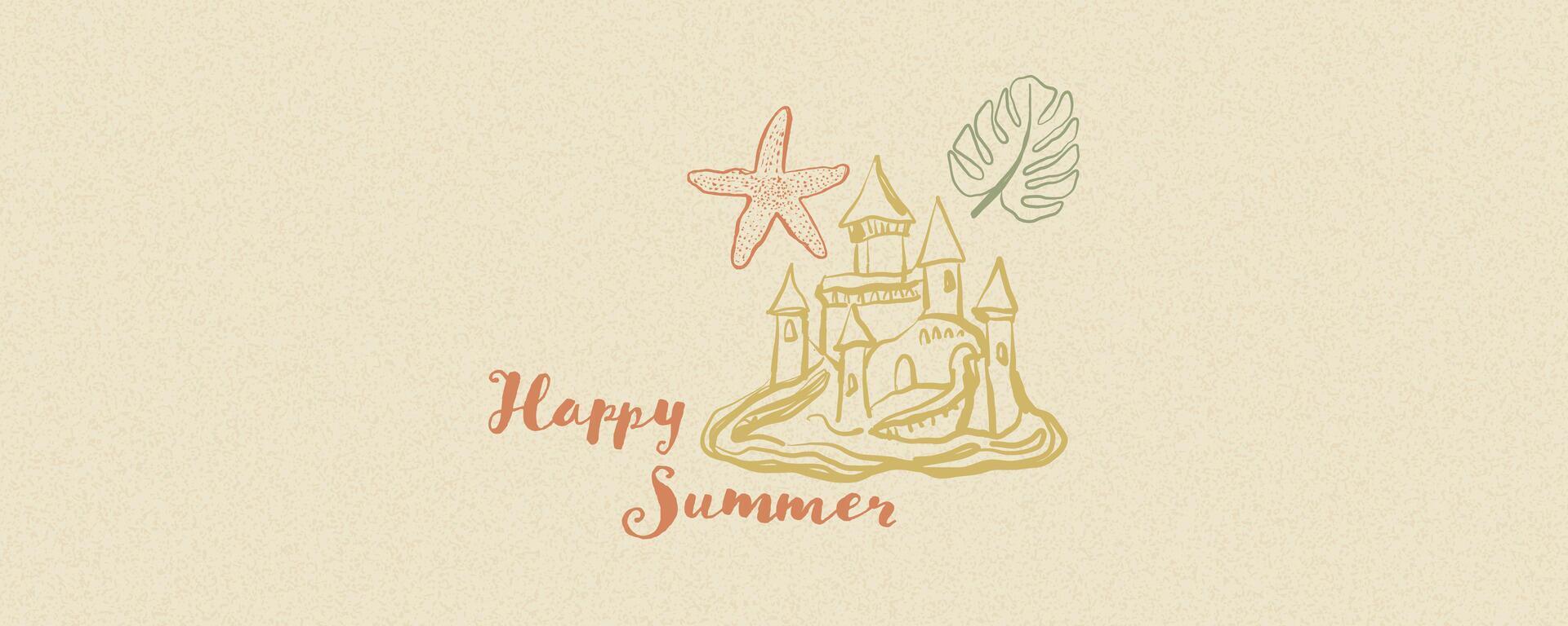 Minimalist Retro Illustration with Summer Vibes, featuring Hand Drawn Elements, Textured Background and Boho Aesthetic. illustration vector