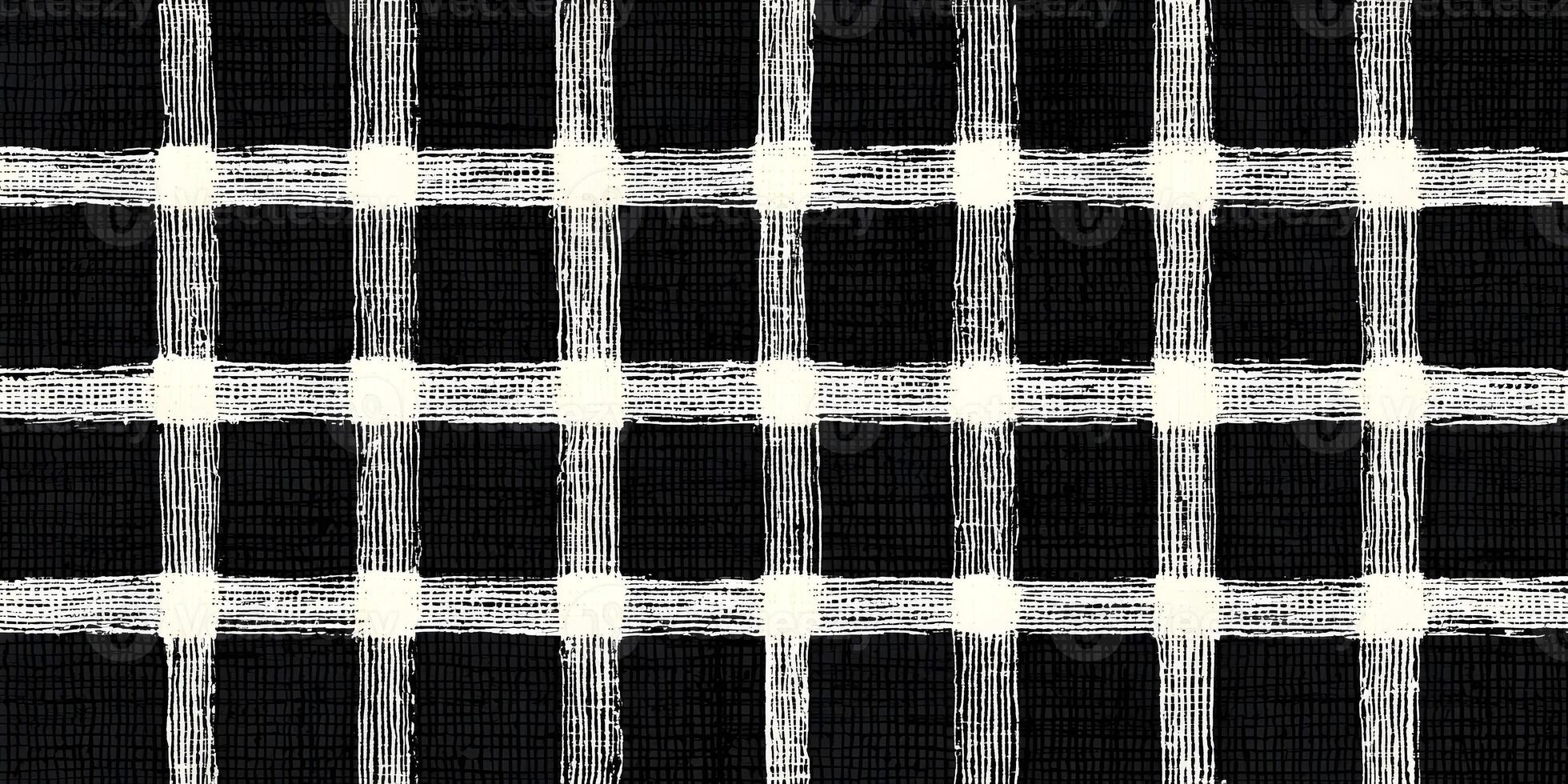 Black and White Gingham Check Pattern Fabric Texture Seamless Repeat photo