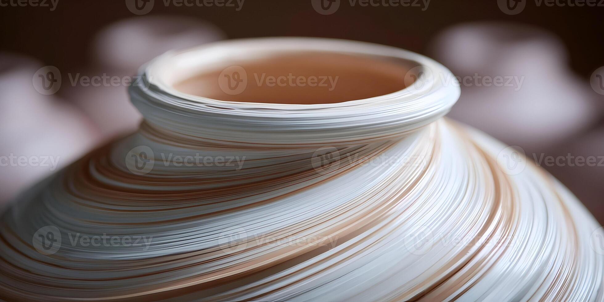 Abstract Swirling Pottery Vase White Brown Clay Texture photo