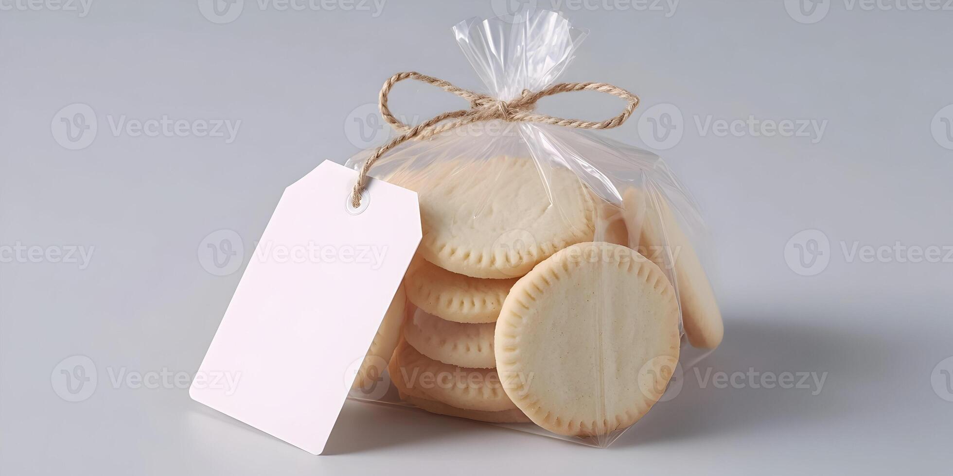 Round Sugar Cookies in Clear Bag with Blank Tag photo