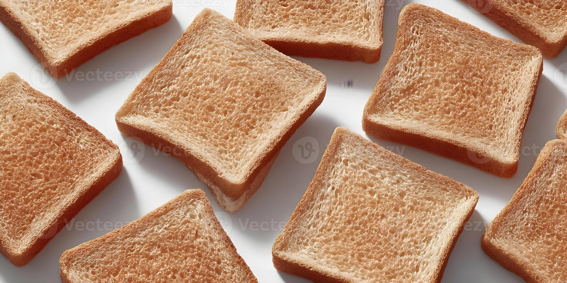 Overhead Shot Multiple Slices Toasted Bread White Background photo
