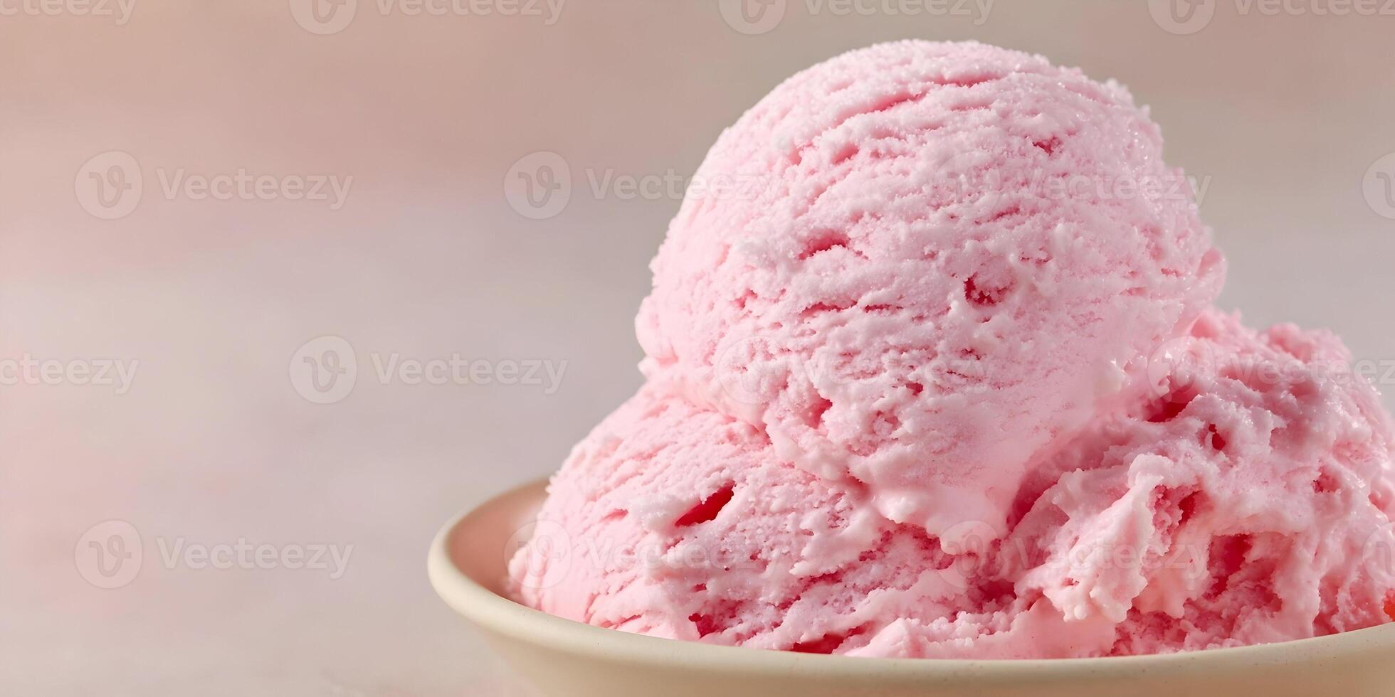 Pink Strawberry Ice Cream Scoops in Bowl Sweet Dessert Food Photography photo