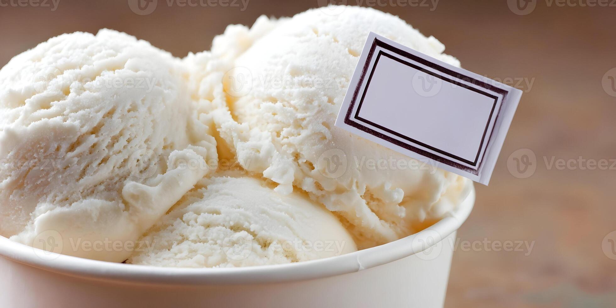 Three Scoops Vanilla Ice Cream Paper Cup Blank Label photo