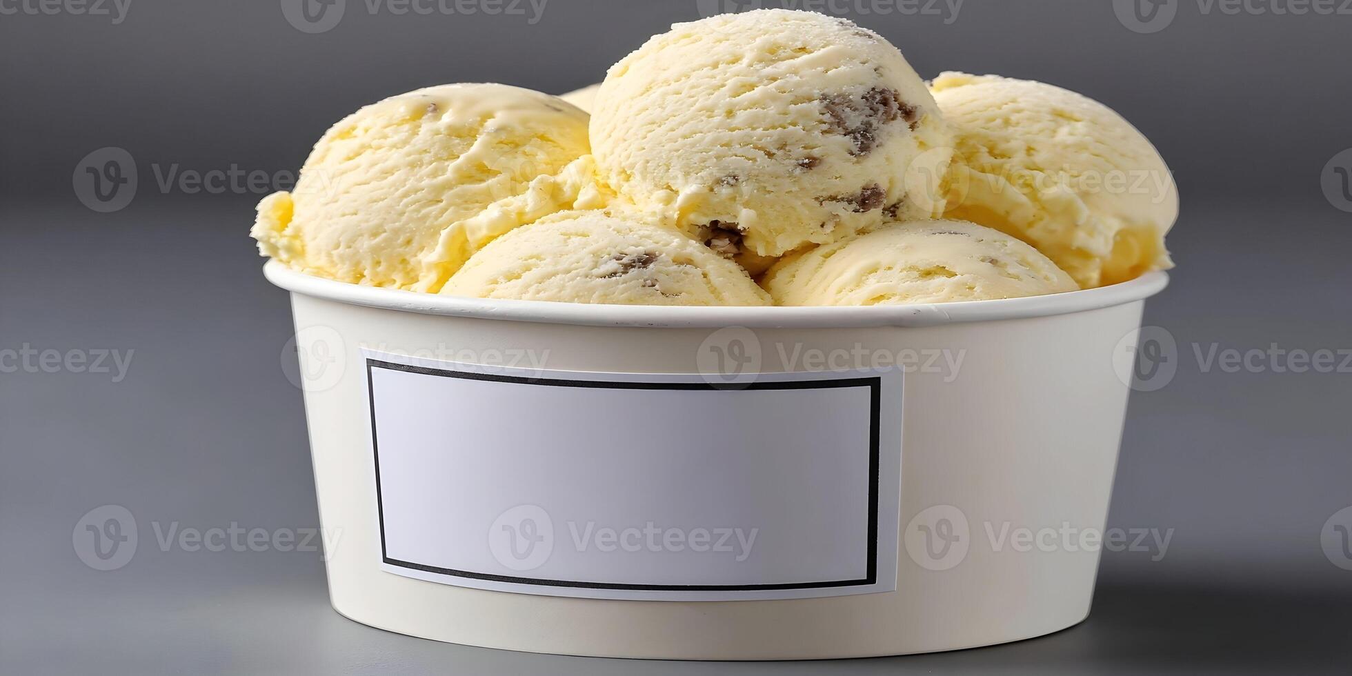 Vanilla Ice Cream Scoops in Paper Cup Blank Label photo