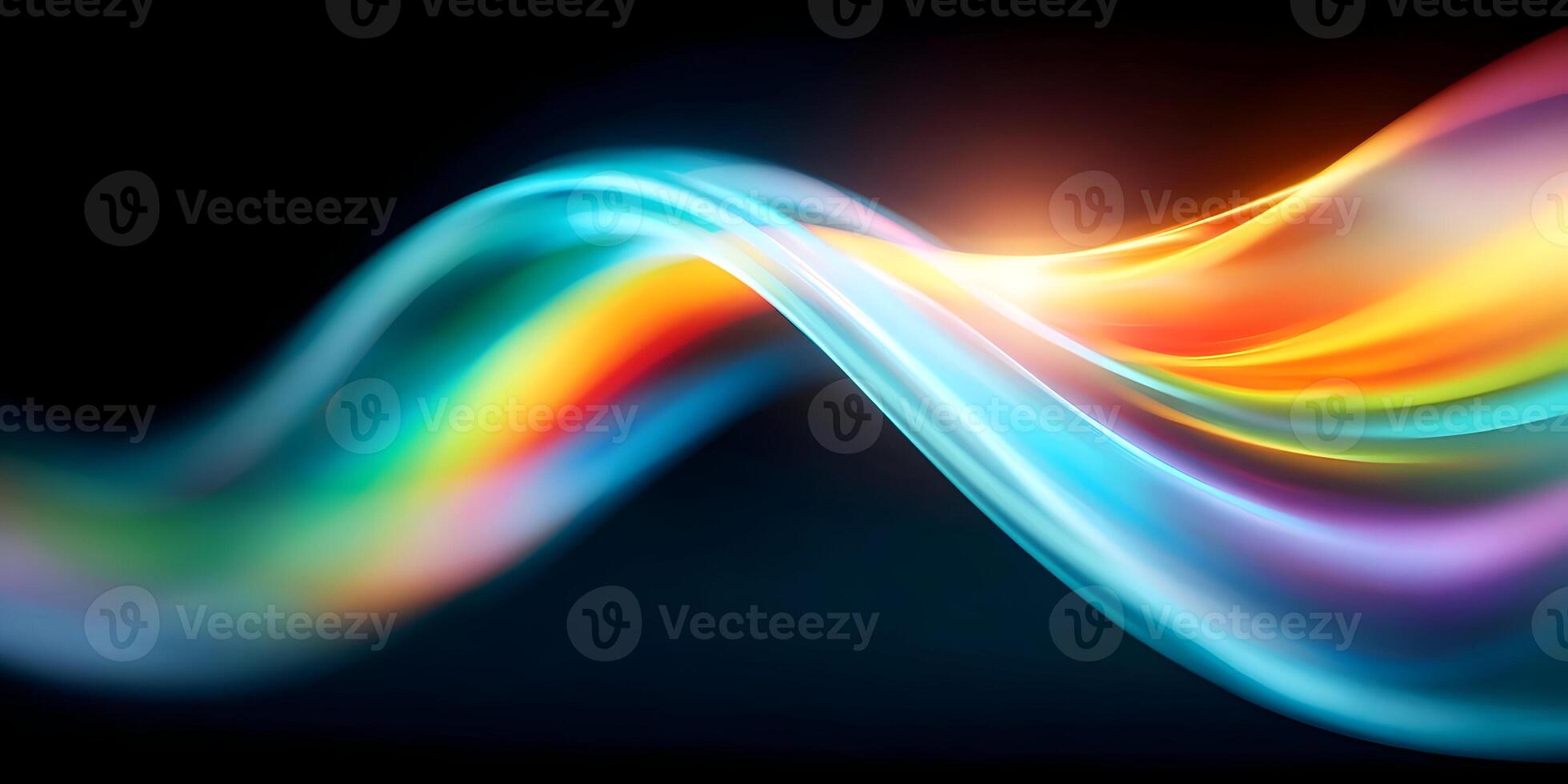 Abstract Colorful Flowing Wave Design Bright Rainbow Swirl Glowing Light Effect photo