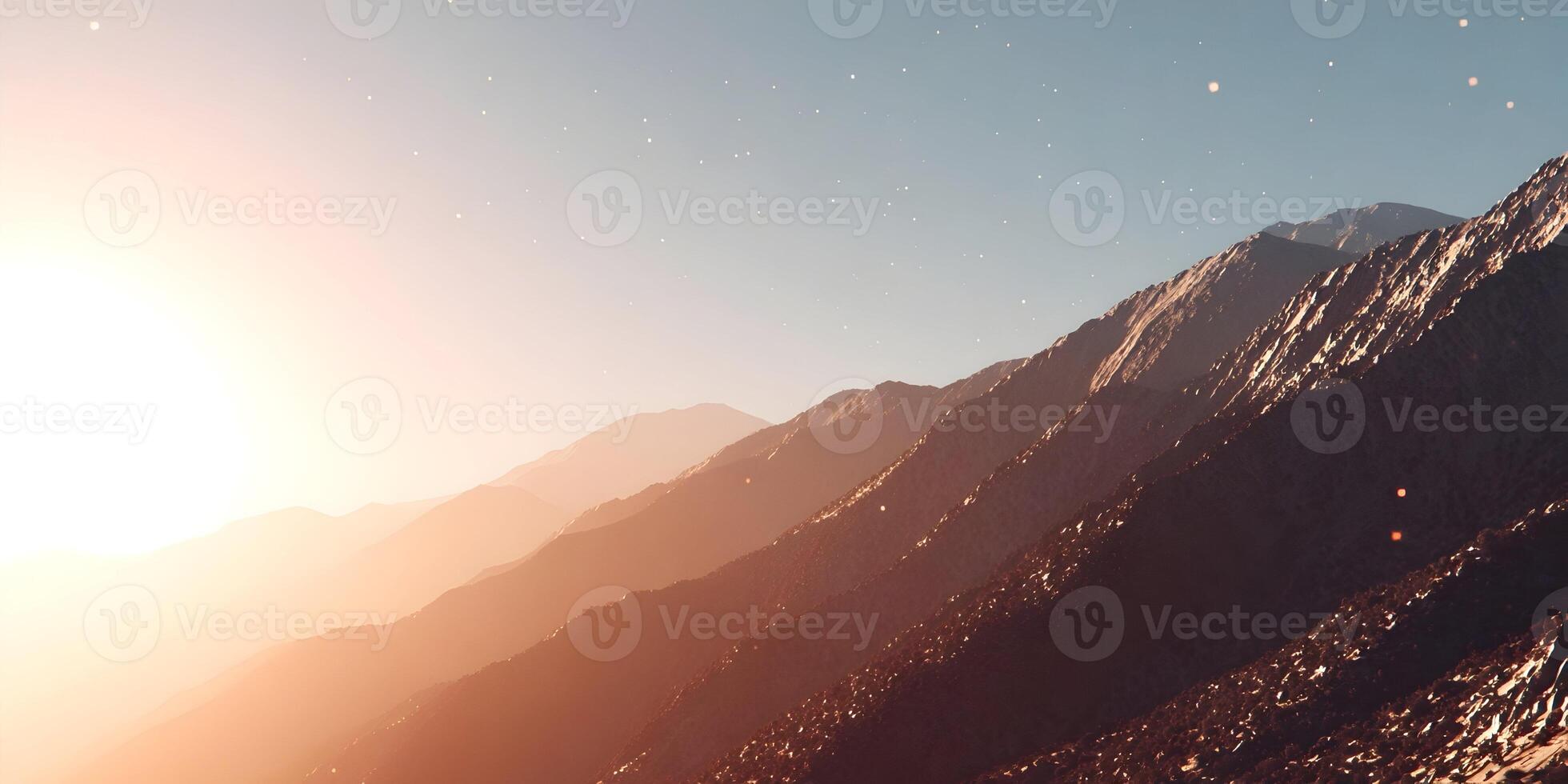 Sunset Mountain Range Landscape Orange Hues Dramatic Sky photo