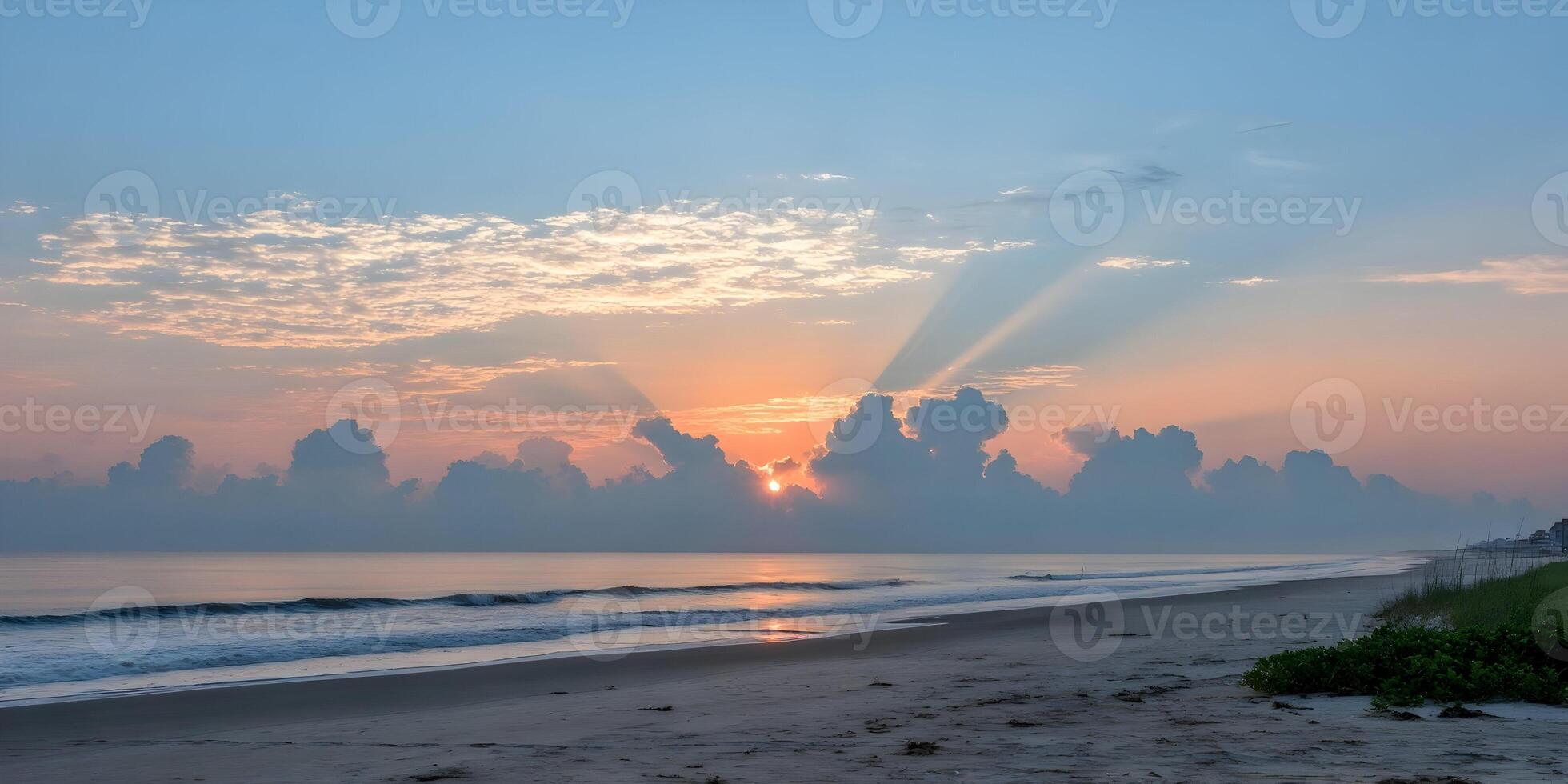 Sunrise Beach Ocean Landscape Peaceful Morning Clouds Sky photo