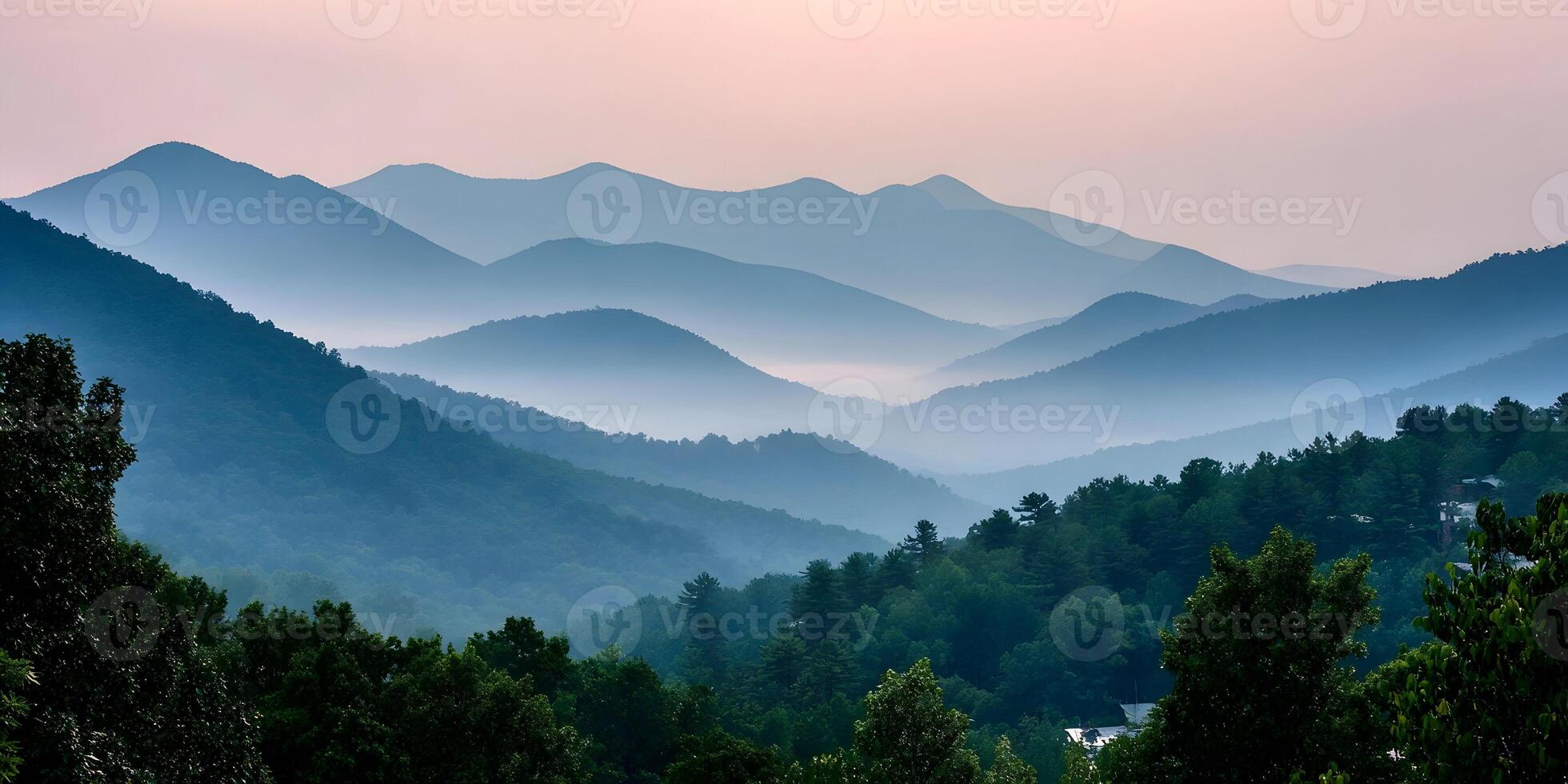 Blue Ridge Mountains Landscape Scenic View Mist Rolling Hills photo