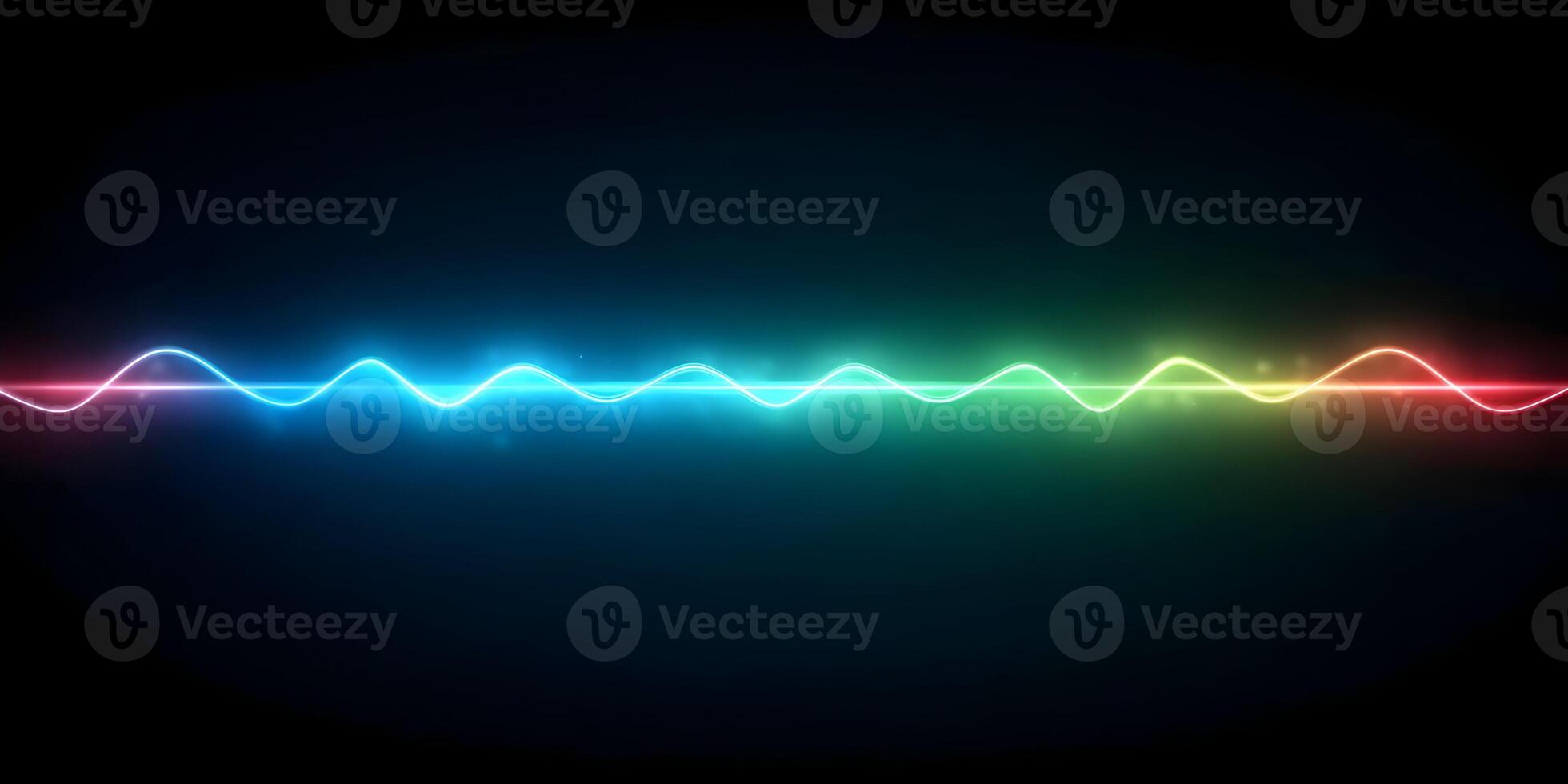 Abstract Colorful Glowing Wave Line Dark Background photo