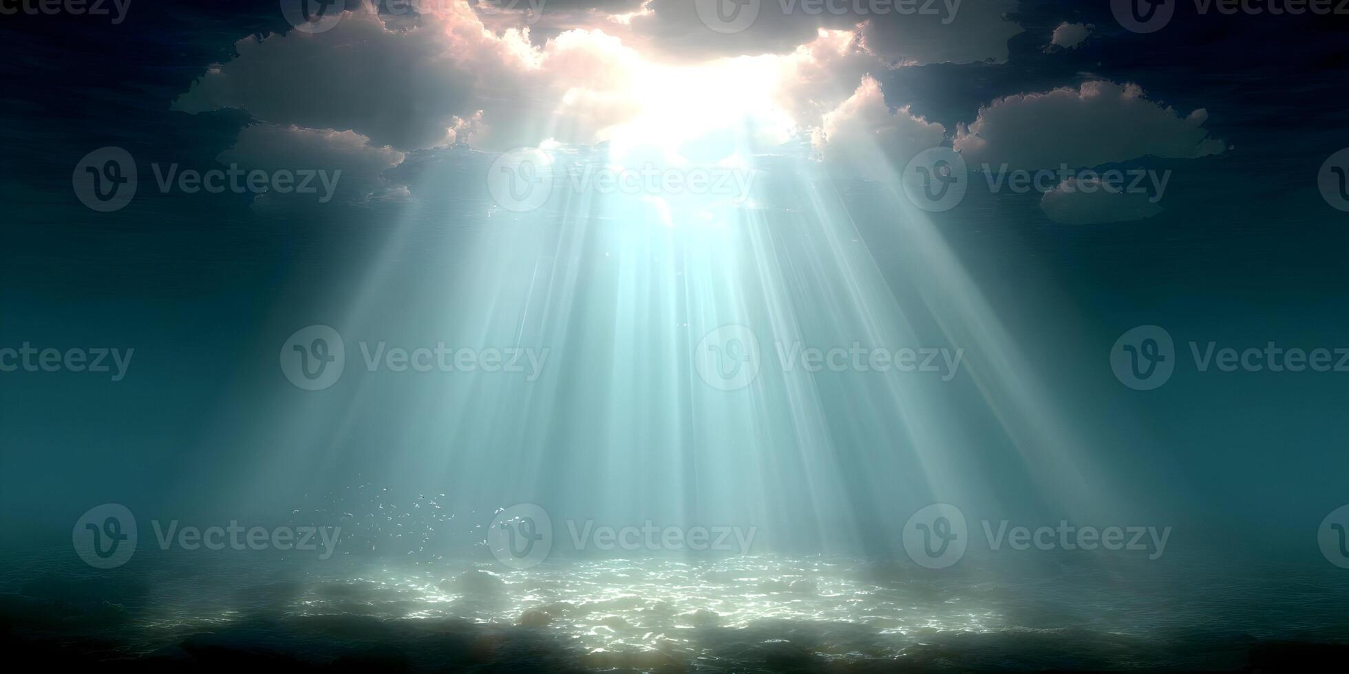 Underwater Scene Light Rays Ocean Floor Clouds Sunlight photo