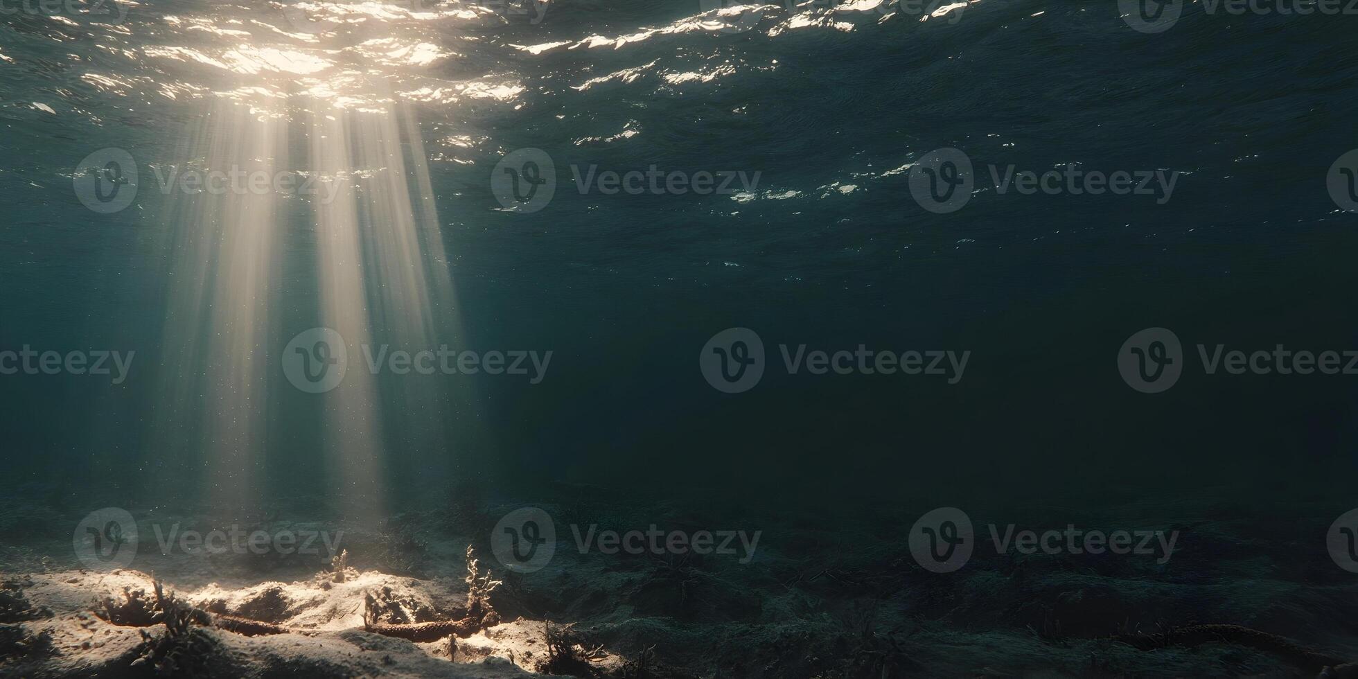 Underwater Scene Sunlight Rays Ocean Floor Seabed Coral Reef photo