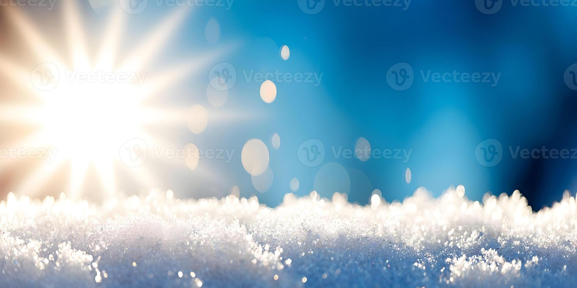 Bright Sunny Day Winter Snow Sparkling Bokeh Background photo