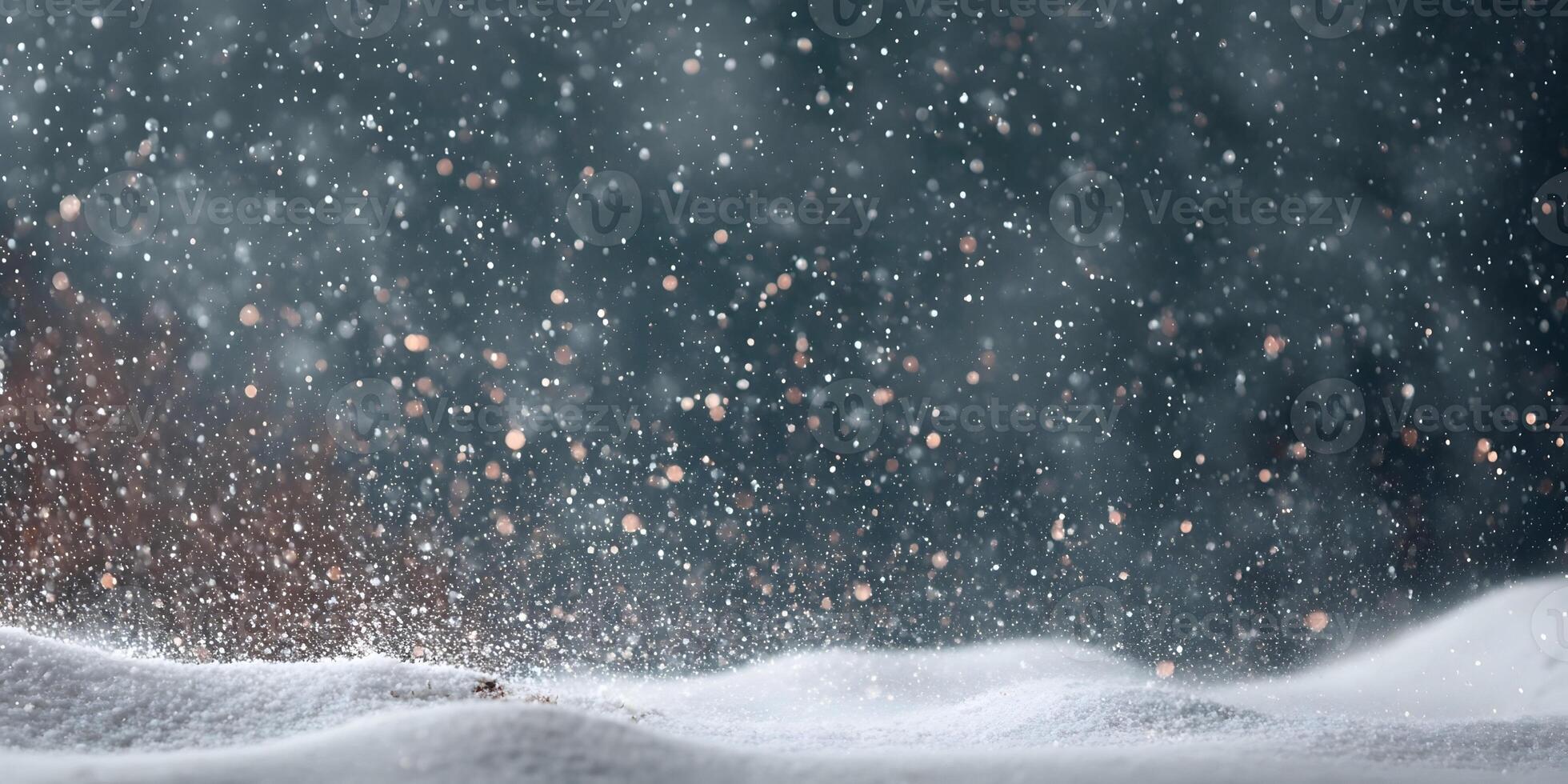 Winter Snow Scene with Sparkling Lights Background photo