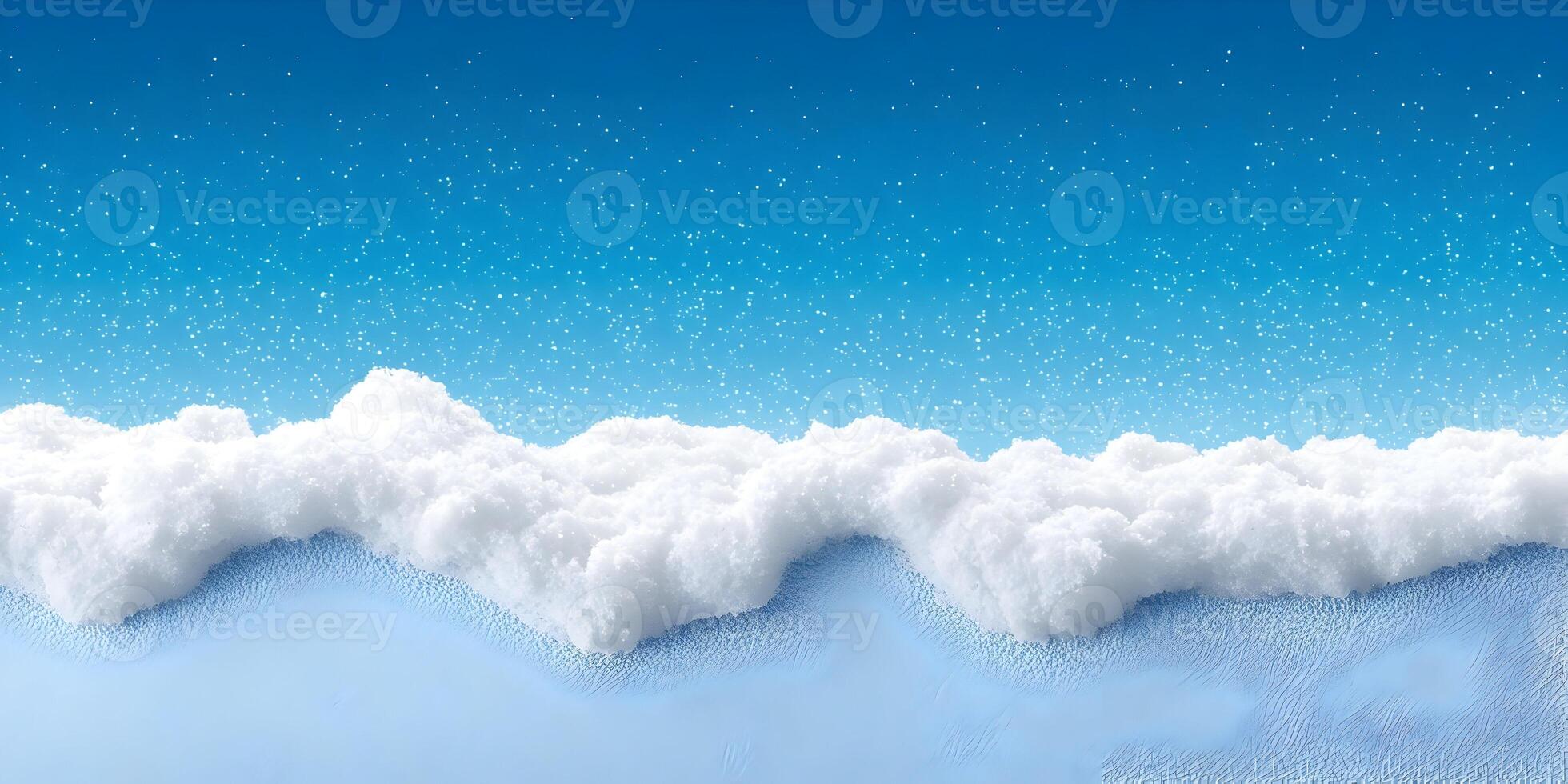 Winter Scene Snowdrift Against Blue Sky Snowflakes Falling photo