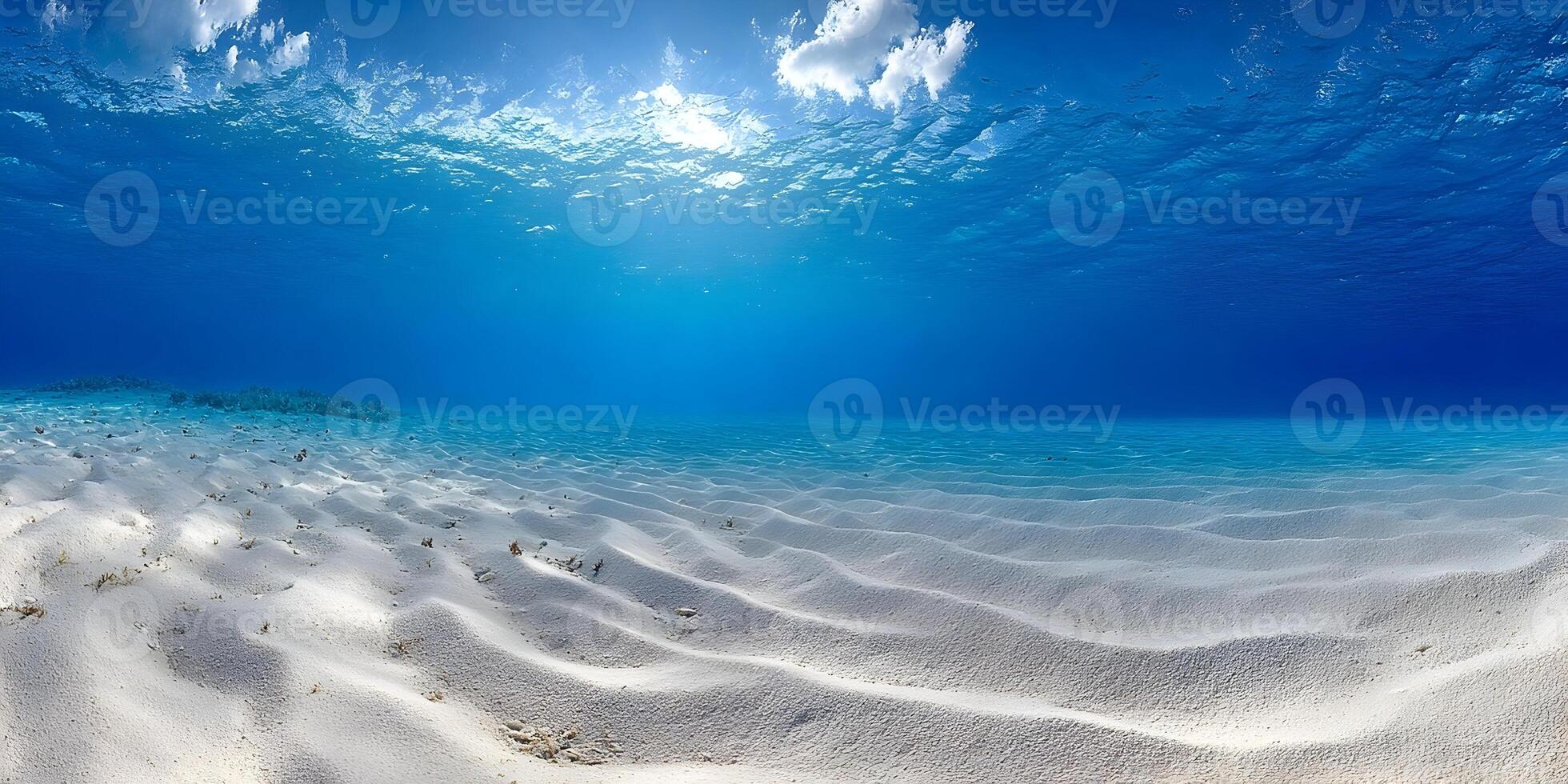 Ocean Underwater Scene White Sand Blue Water Sunny Day photo