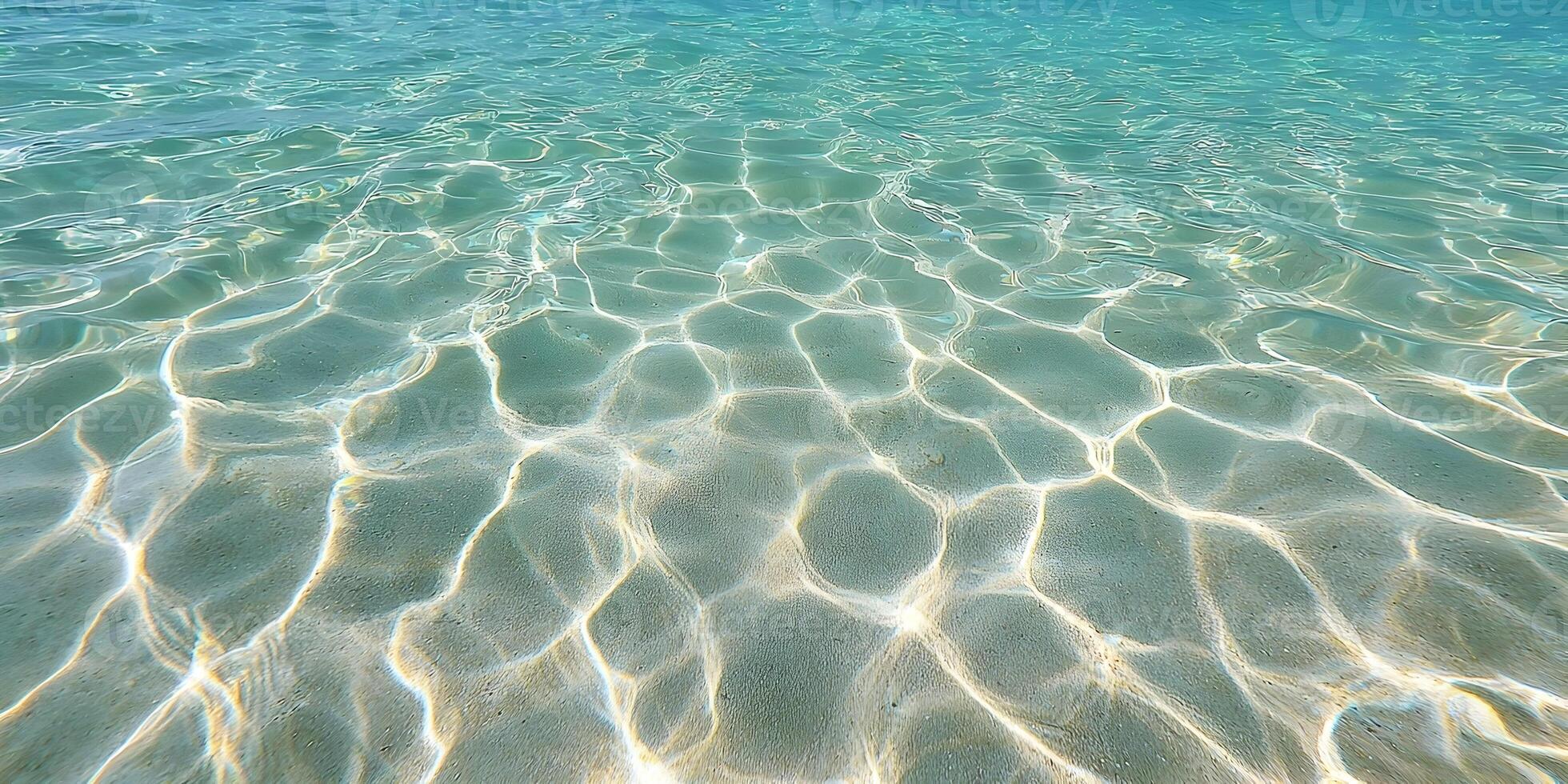 Shallow Clear Ocean Water Sunlight Reflection Sandy Seabed Summer Beach Scene photo